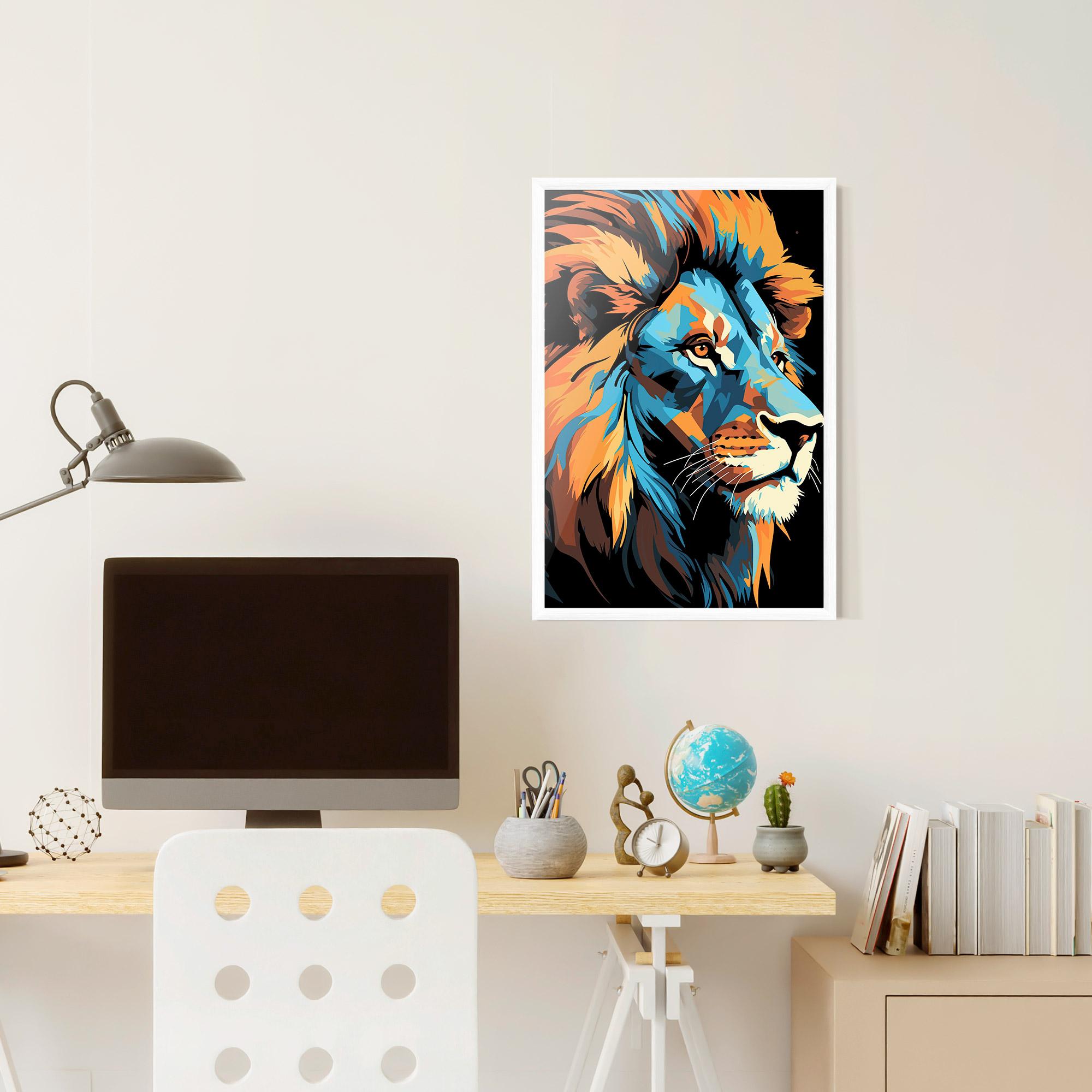 Рамкиран постер Blue Yellow Lion mockup 6