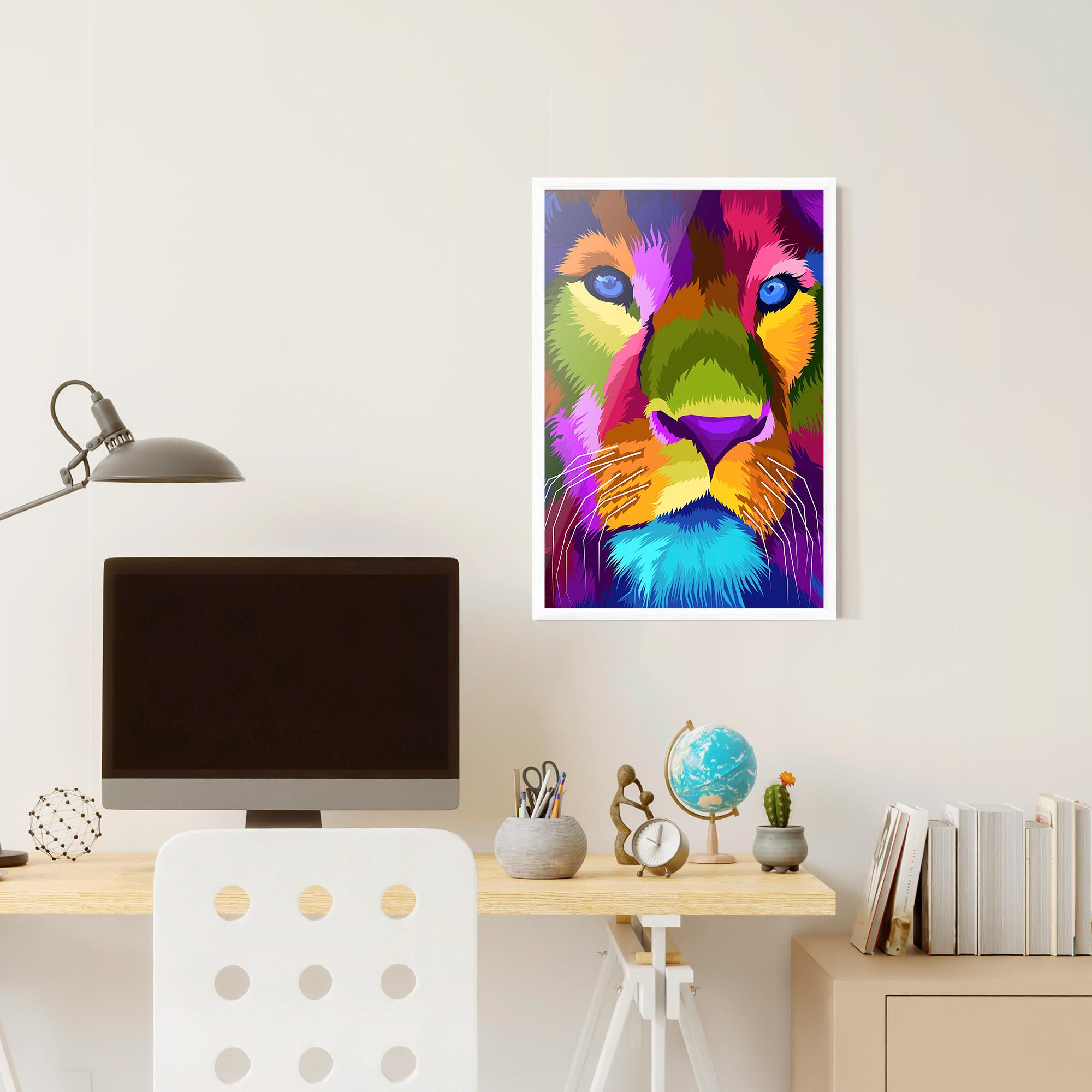 Рамкиран постер Color Lion Close Up mockup 6