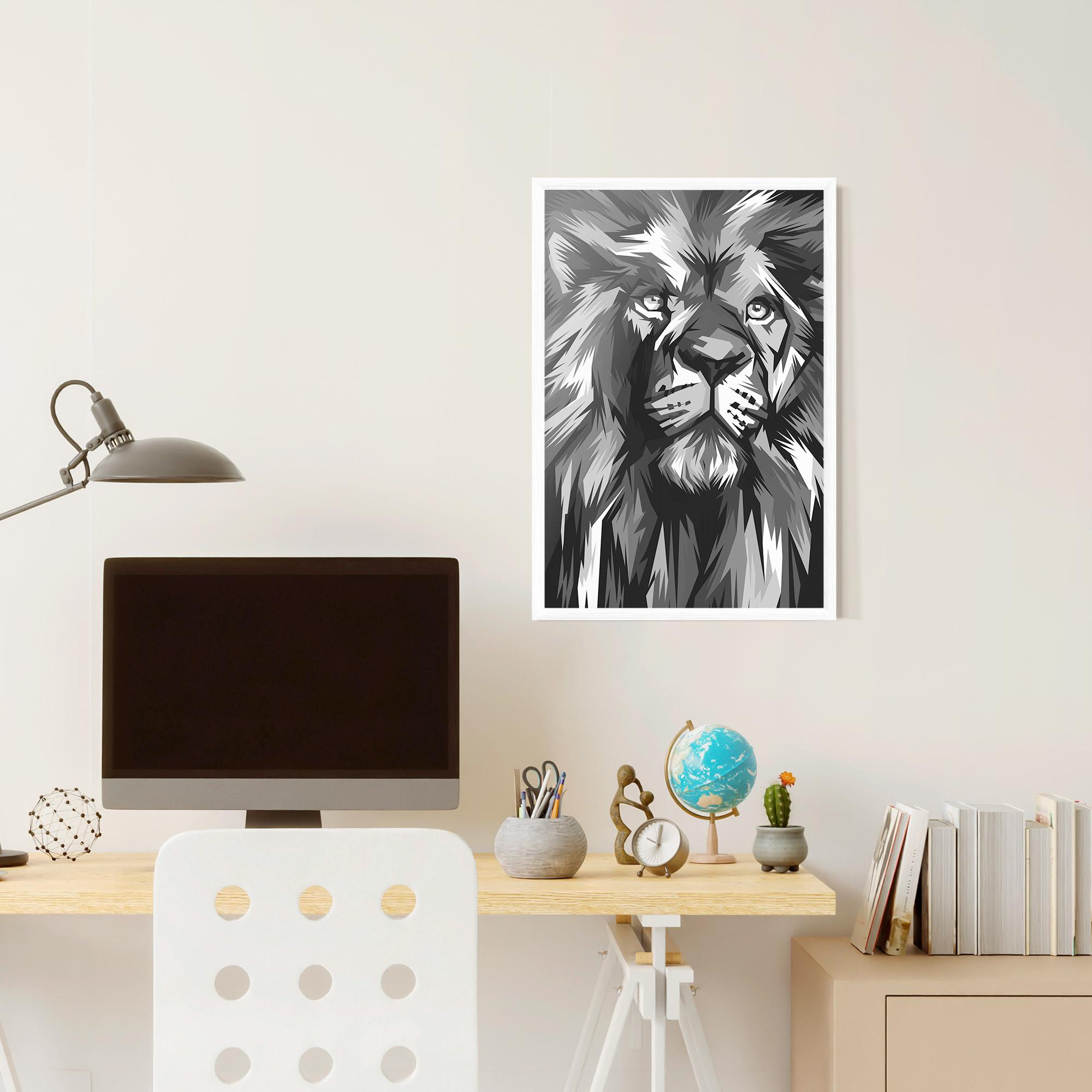 Рамкиран постер Grey Head Lion mockup 6