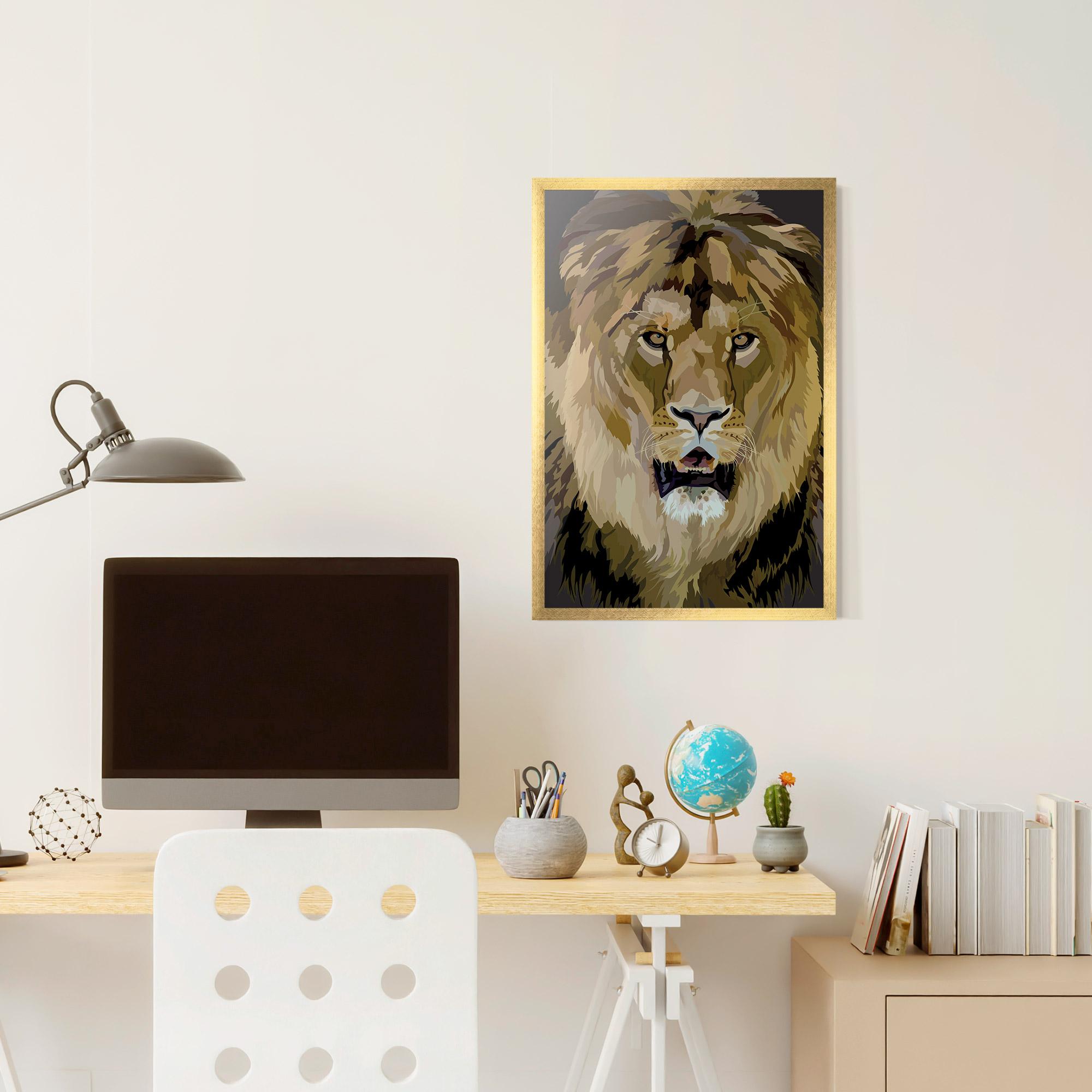 Рамкиран постер Beautiful Lion Art mockup 6