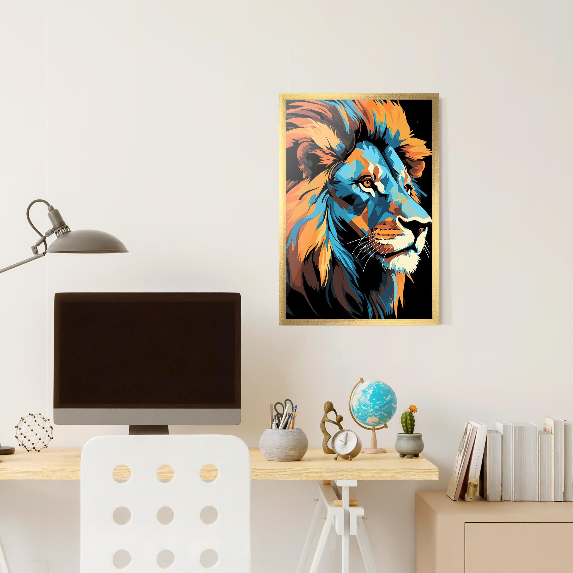 Рамкиран постер Blue Yellow Lion mockup 6