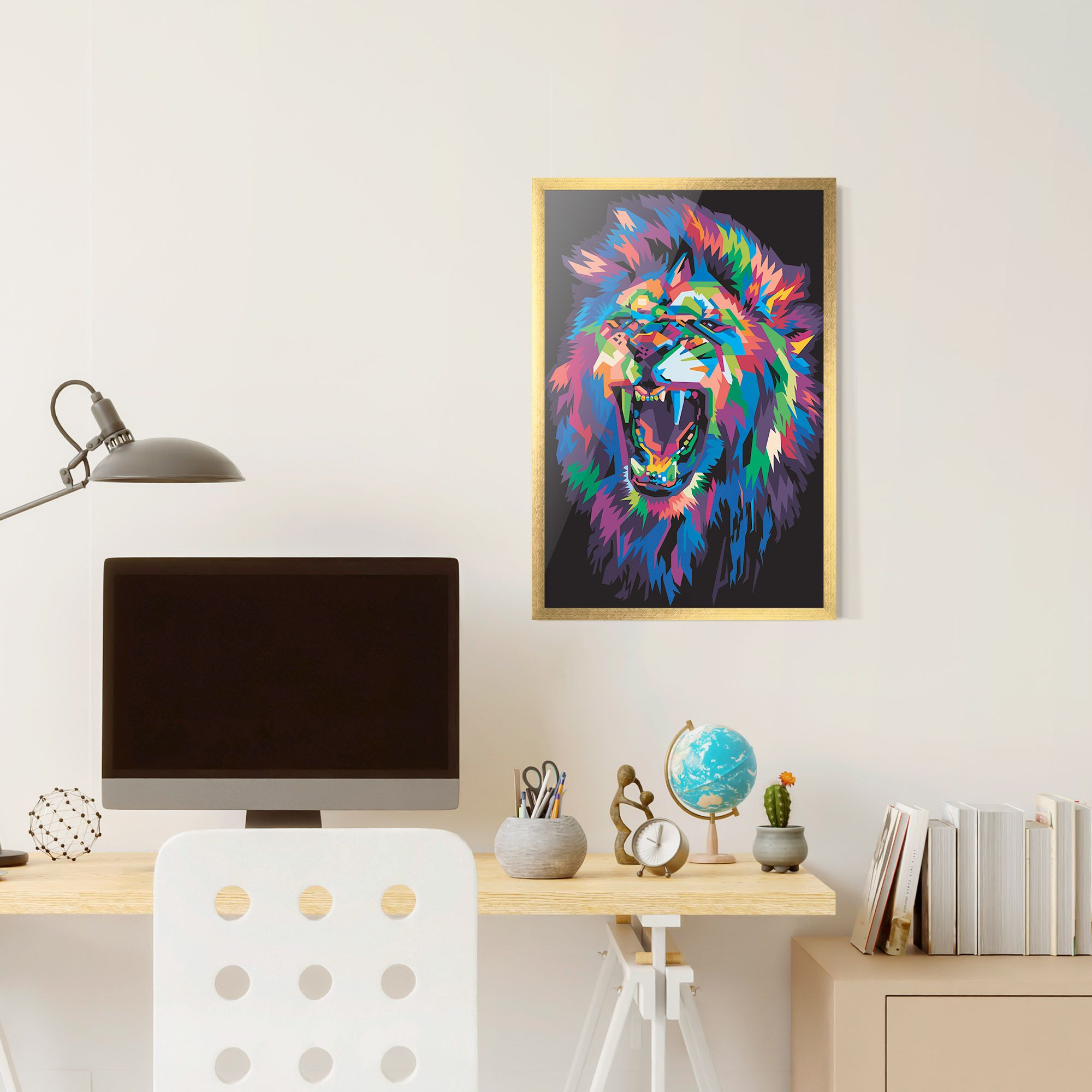 Colorful Lion Head mockup 6