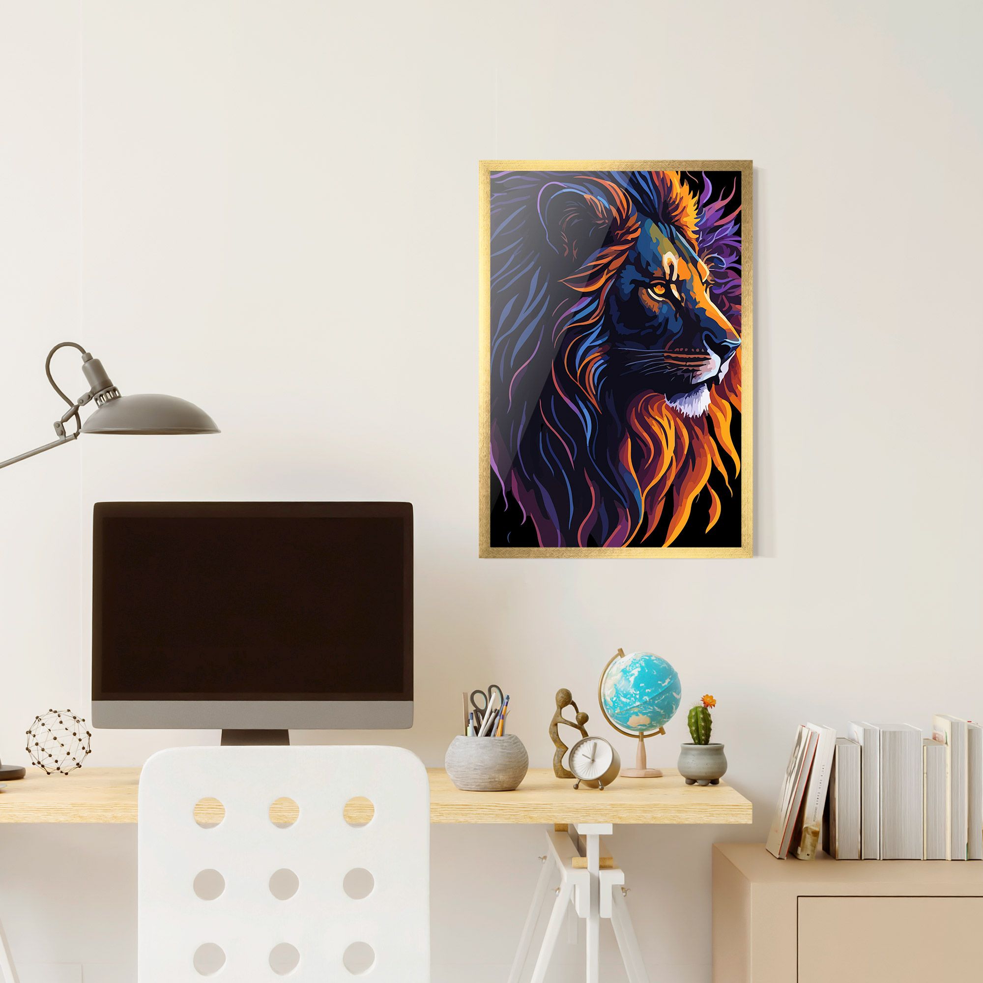 Colorful Lion On Black mockup 6