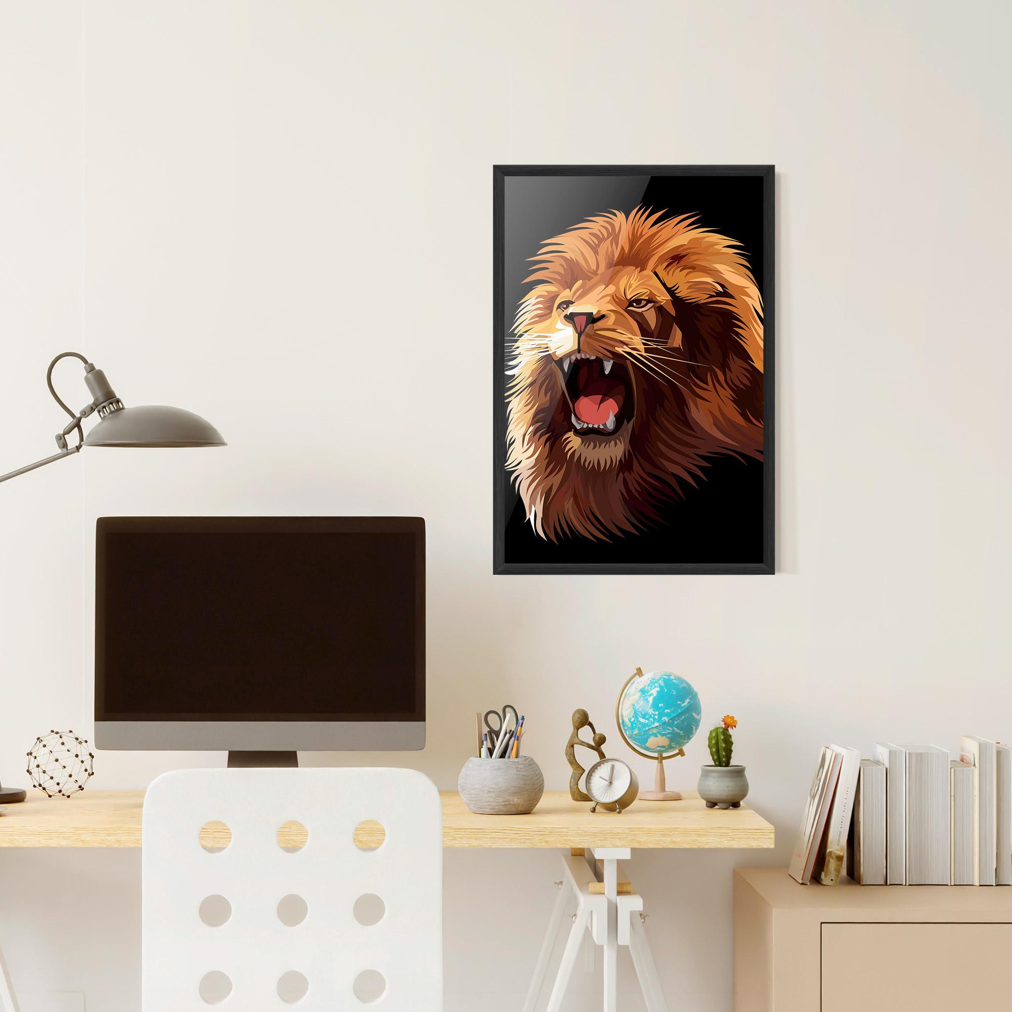 Рамкиран постер Angry Lion Head mockup 6