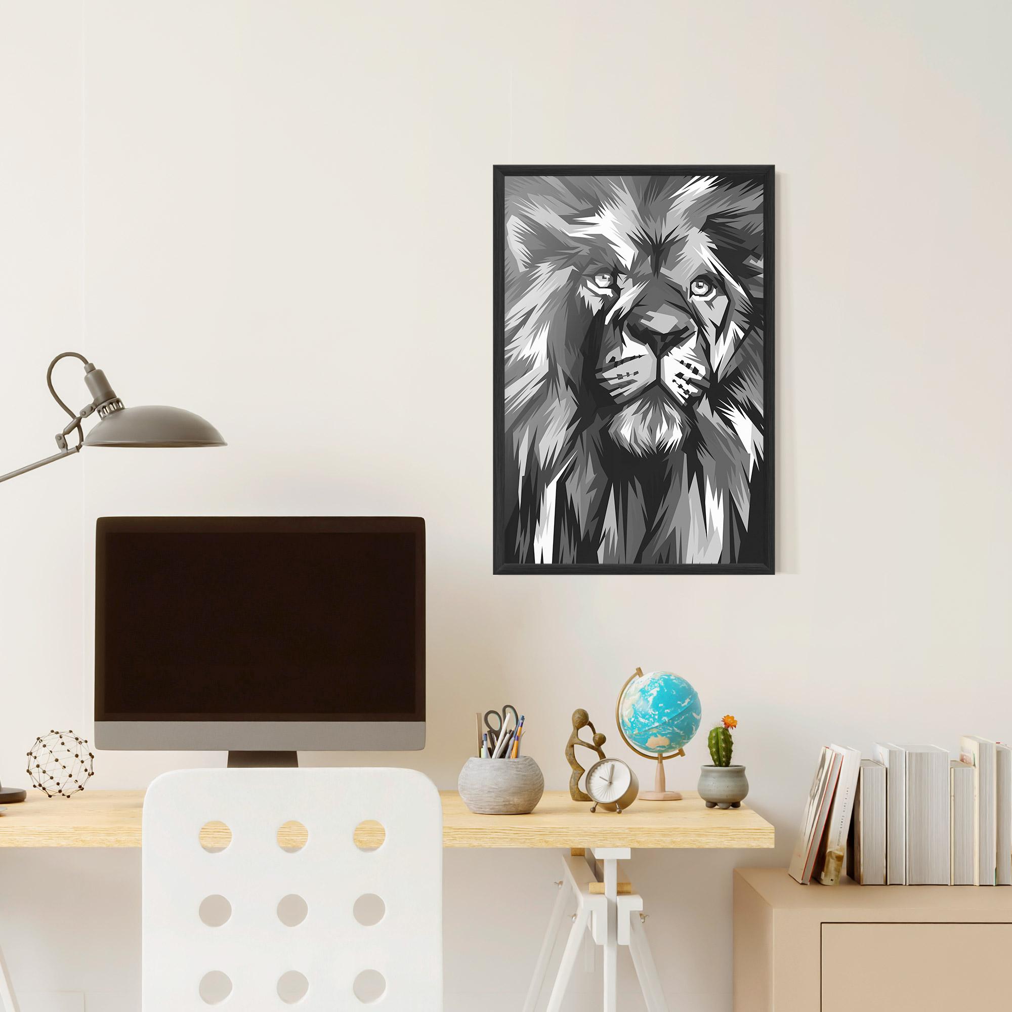 Рамкиран постер Grey Head Lion mockup 6