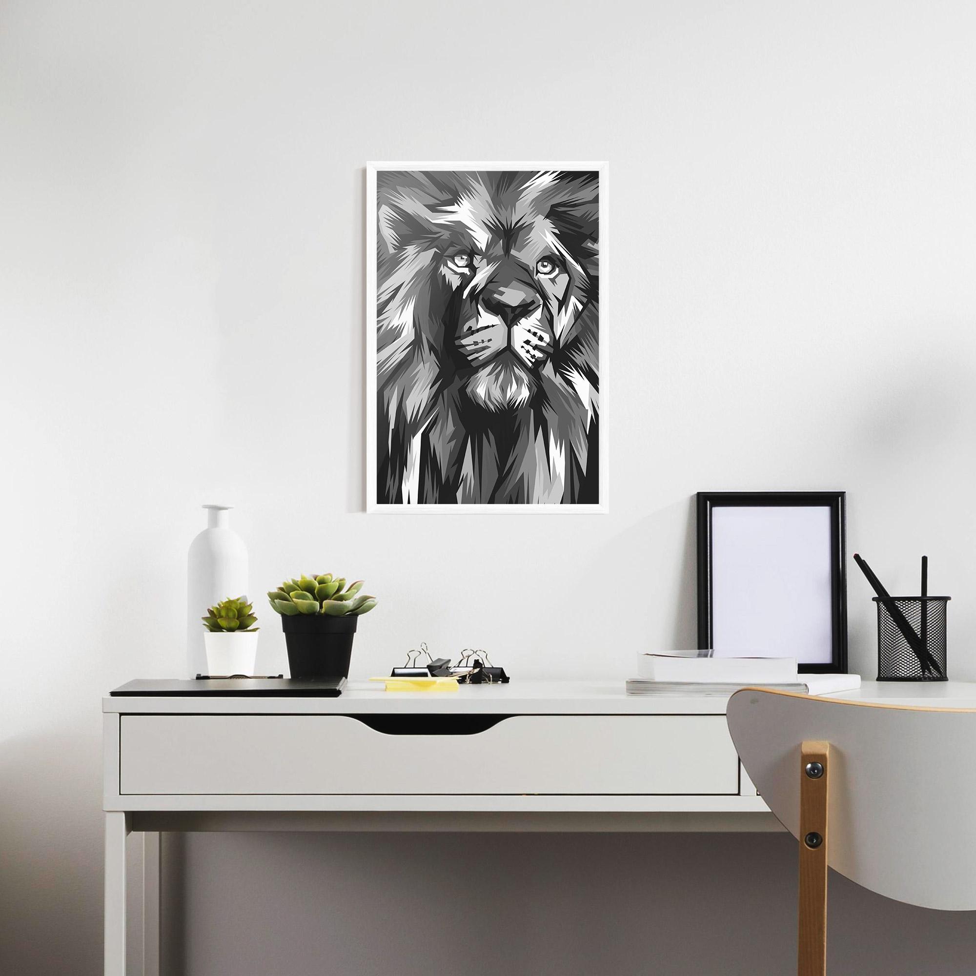 Рамкиран постер Grey Head Lion mockup 7