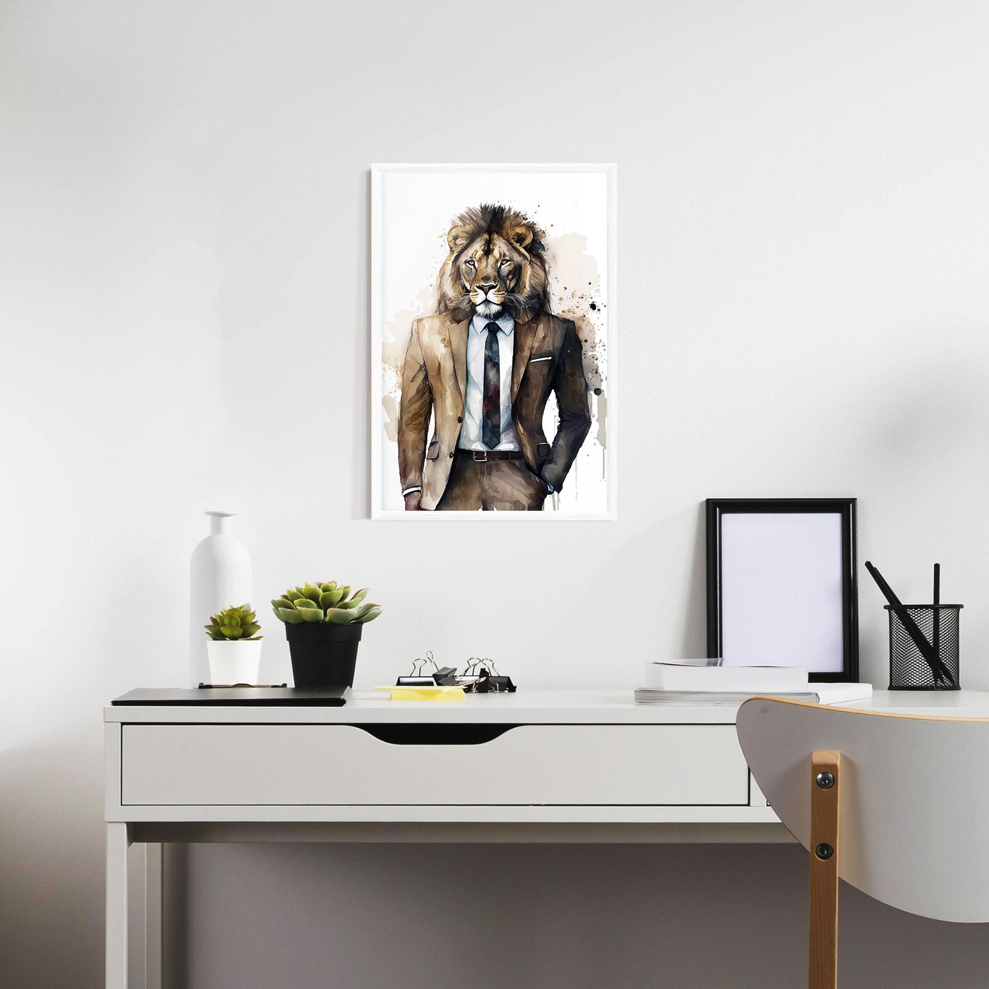 Рамкиран постер Lion In Suit mockup 7