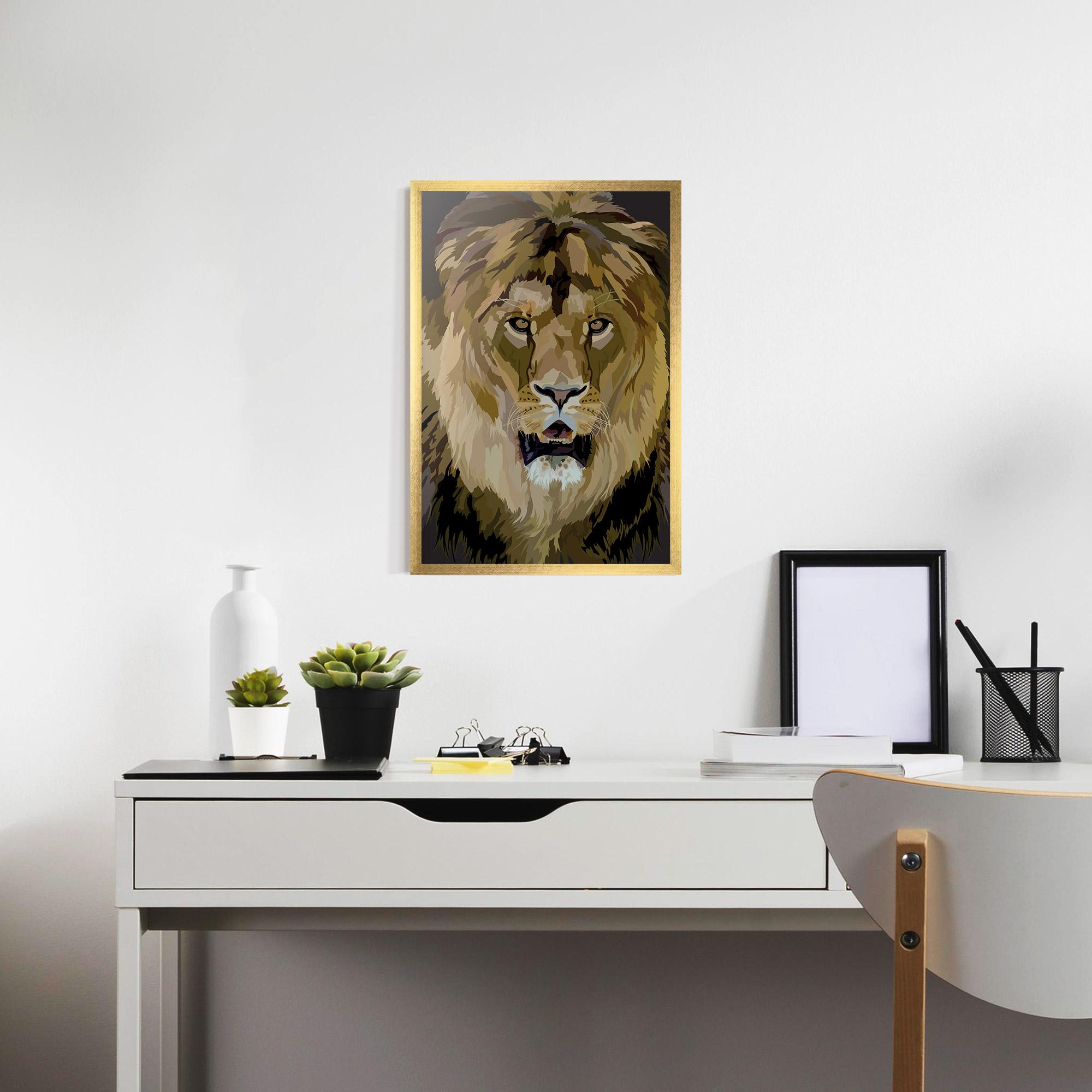 Рамкиран постер Beautiful Lion Art mockup 7