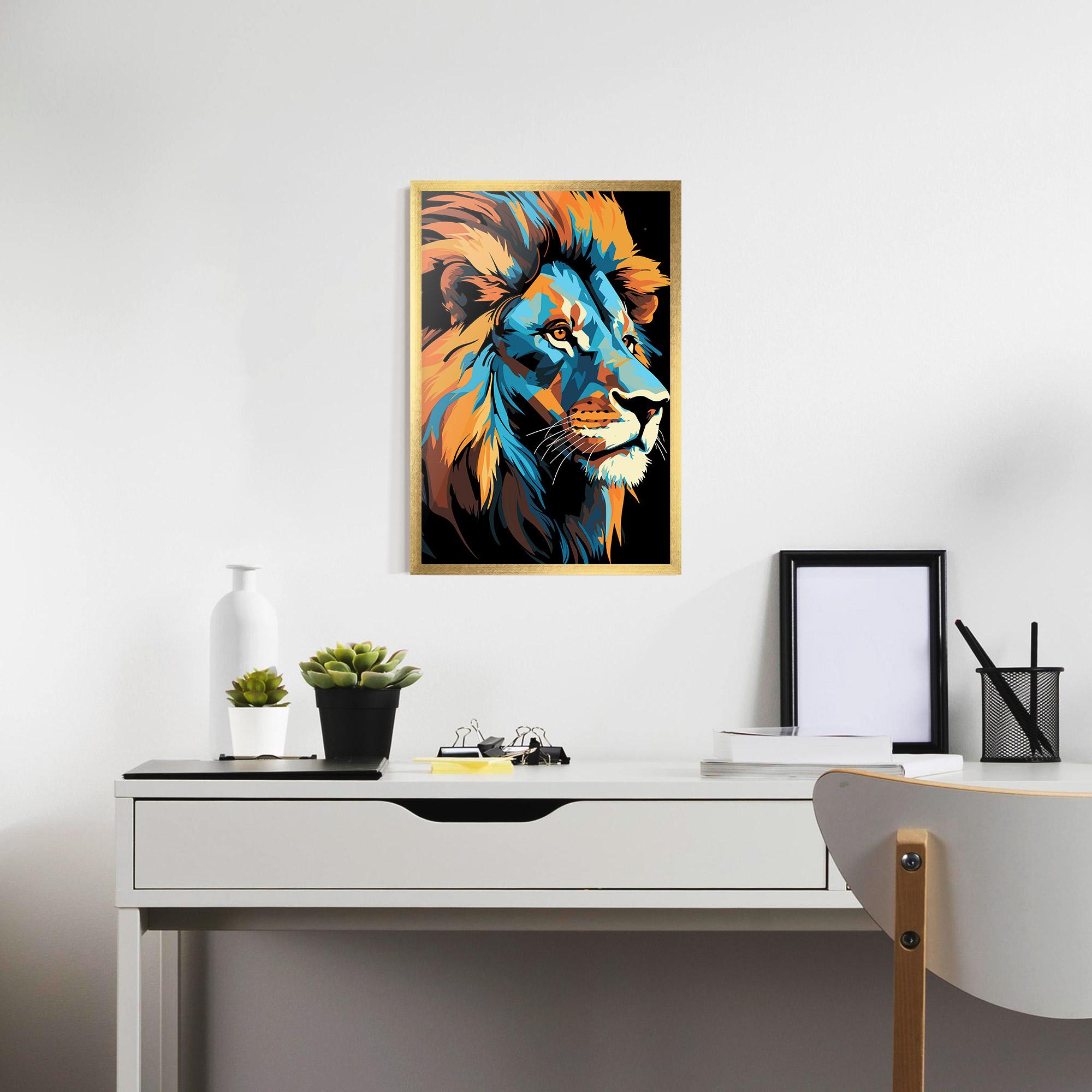 Рамкиран постер Blue Yellow Lion mockup 7