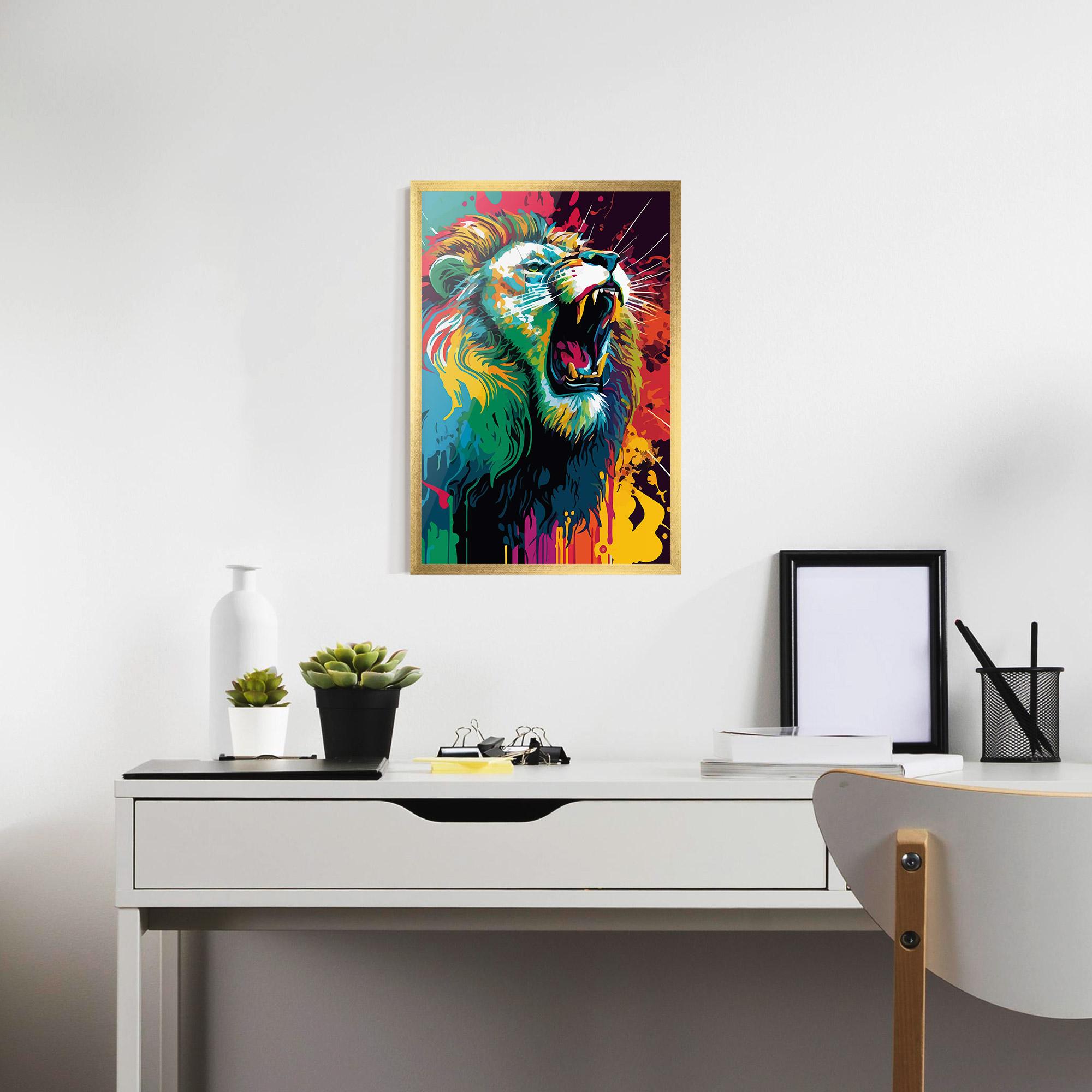 Рамкиран постер Lion Splash mockup 7