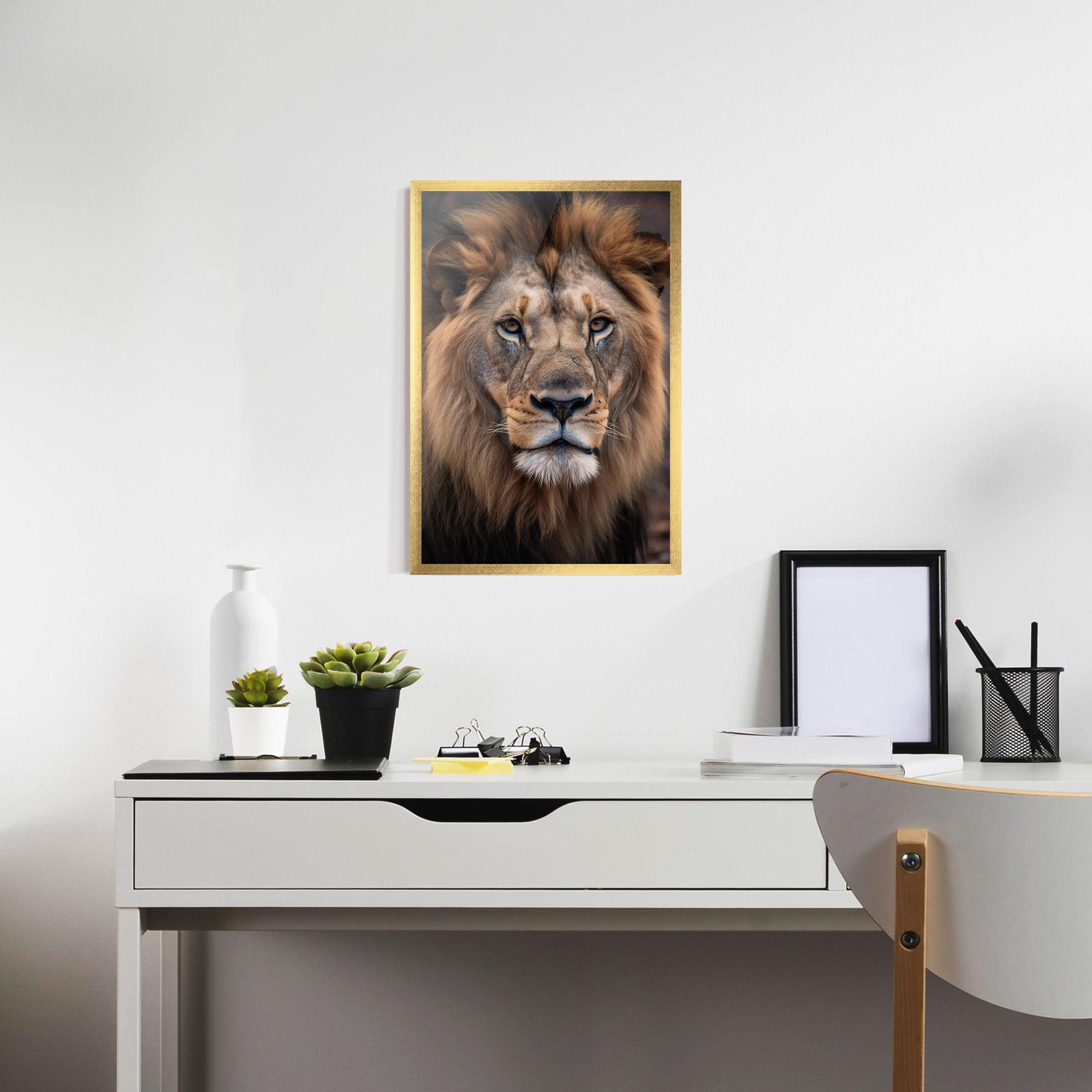Рамкиран постер Wild Lion View mockup 7