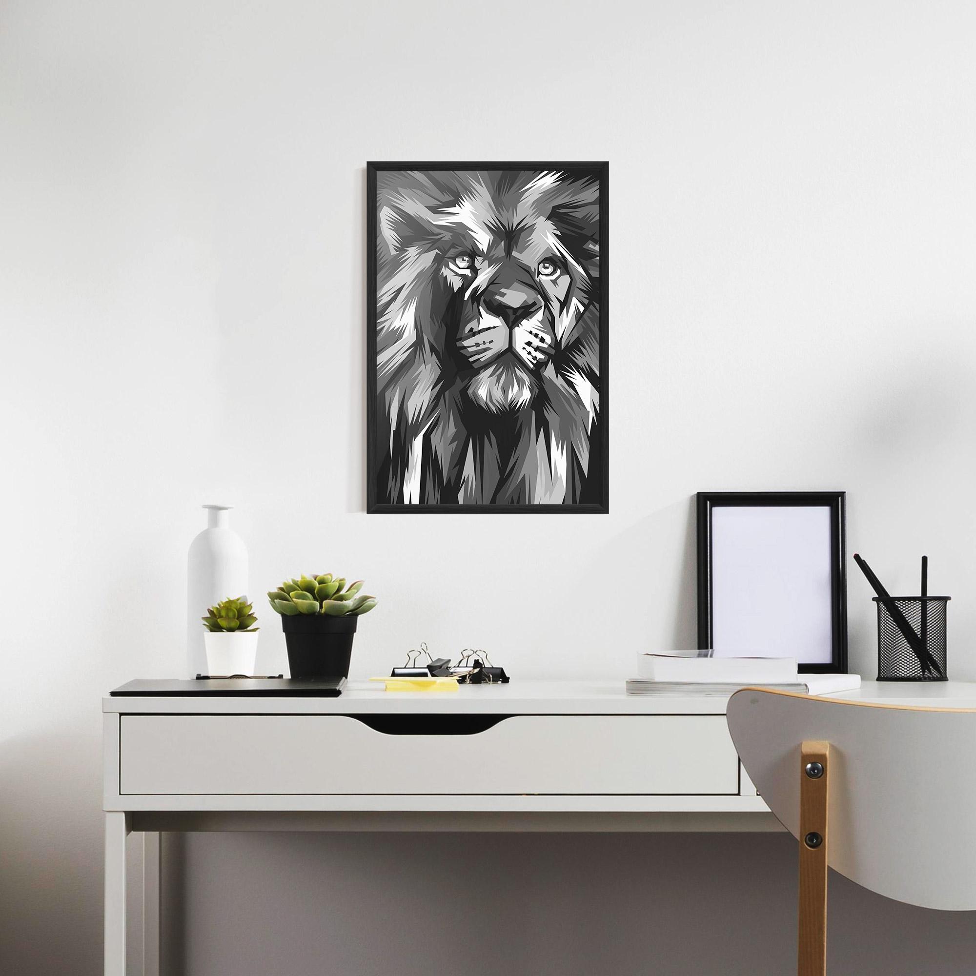 Рамкиран постер Grey Head Lion mockup 7