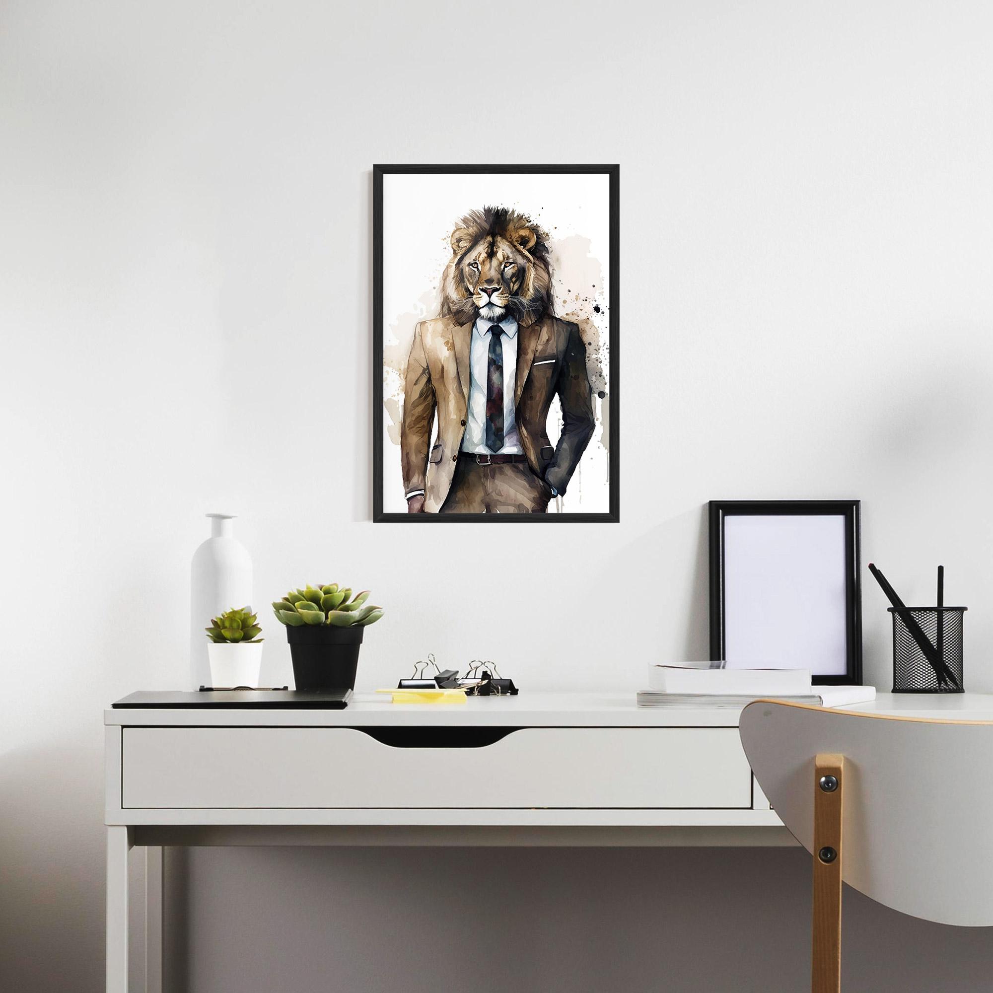 Рамкиран постер Lion In Suit mockup 7