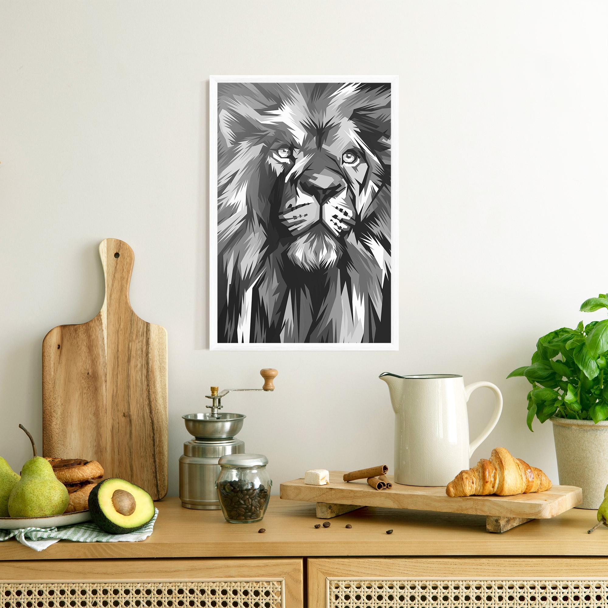 Рамкиран постер Grey Head Lion mockup 8