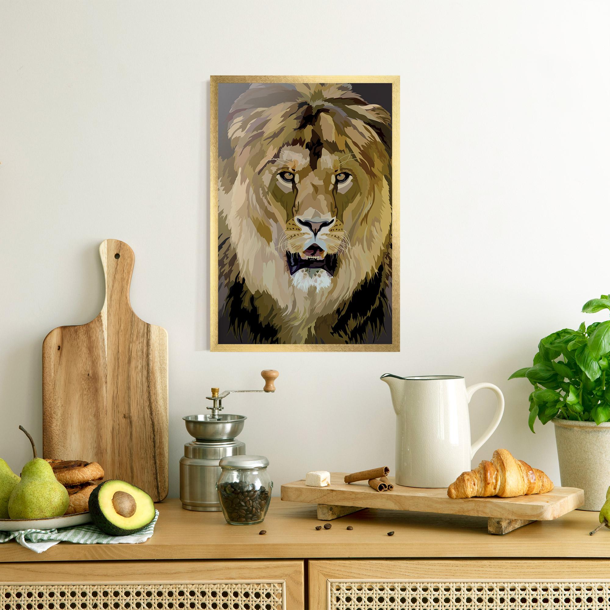 Рамкиран постер Beautiful Lion Art mockup 8