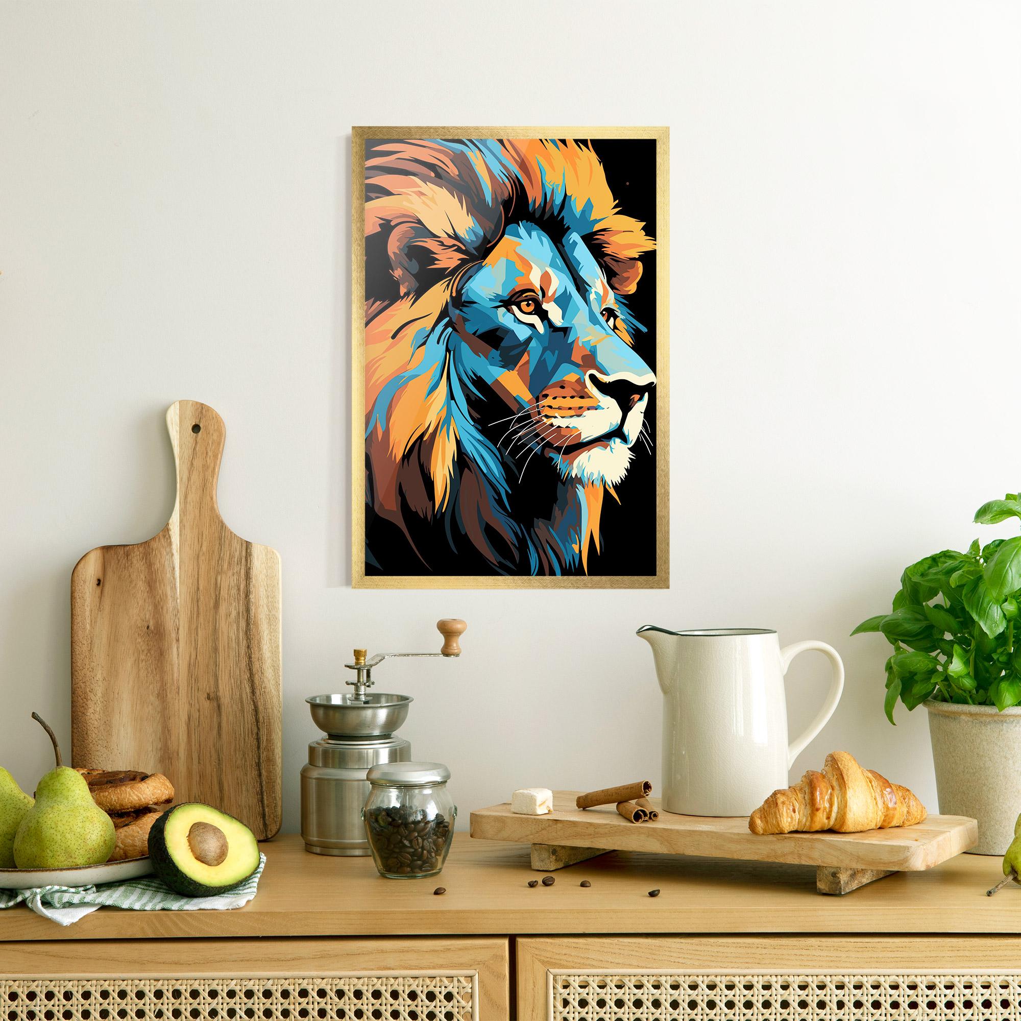 Рамкиран постер Blue Yellow Lion mockup 8