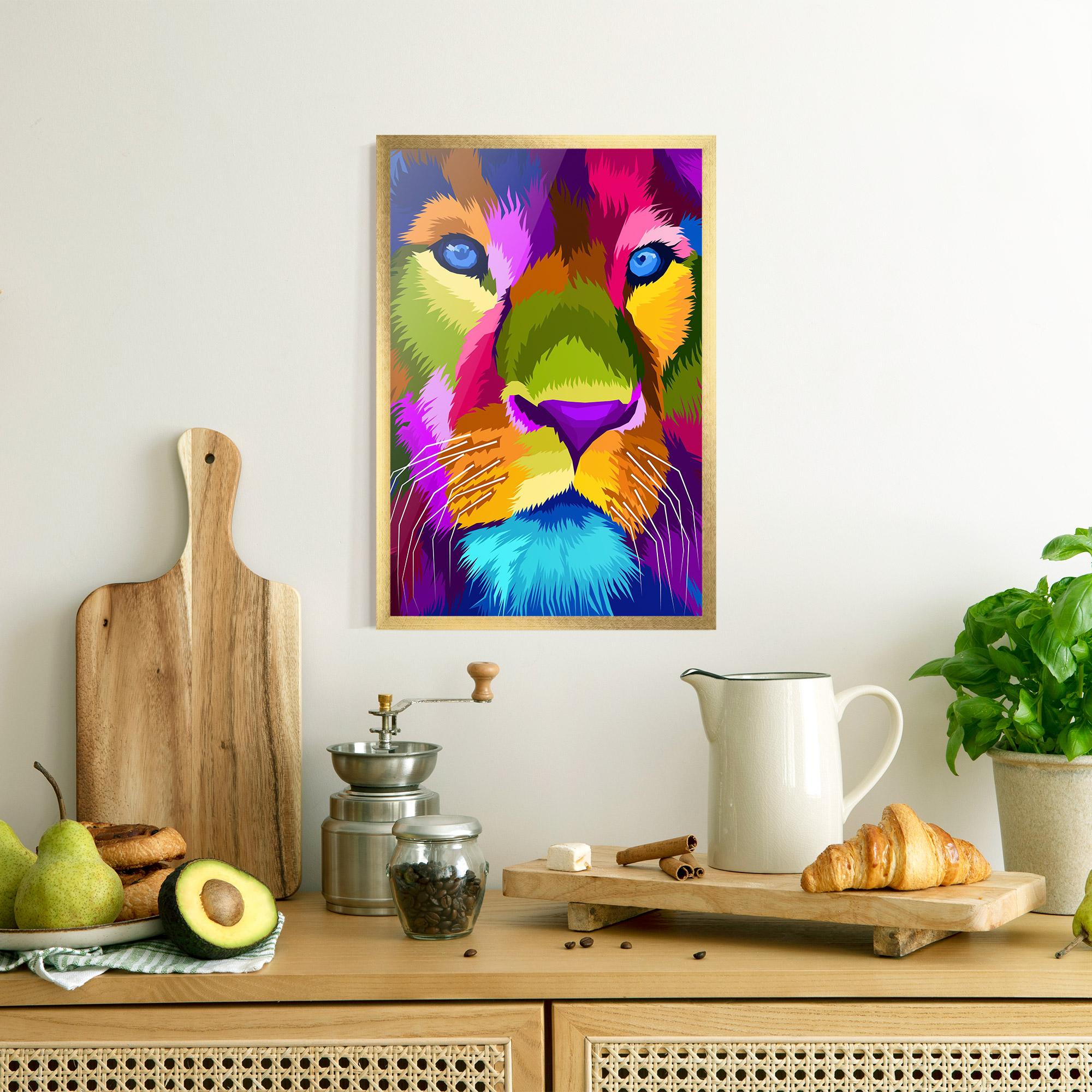 Рамкиран постер Color Lion Close Up mockup 8