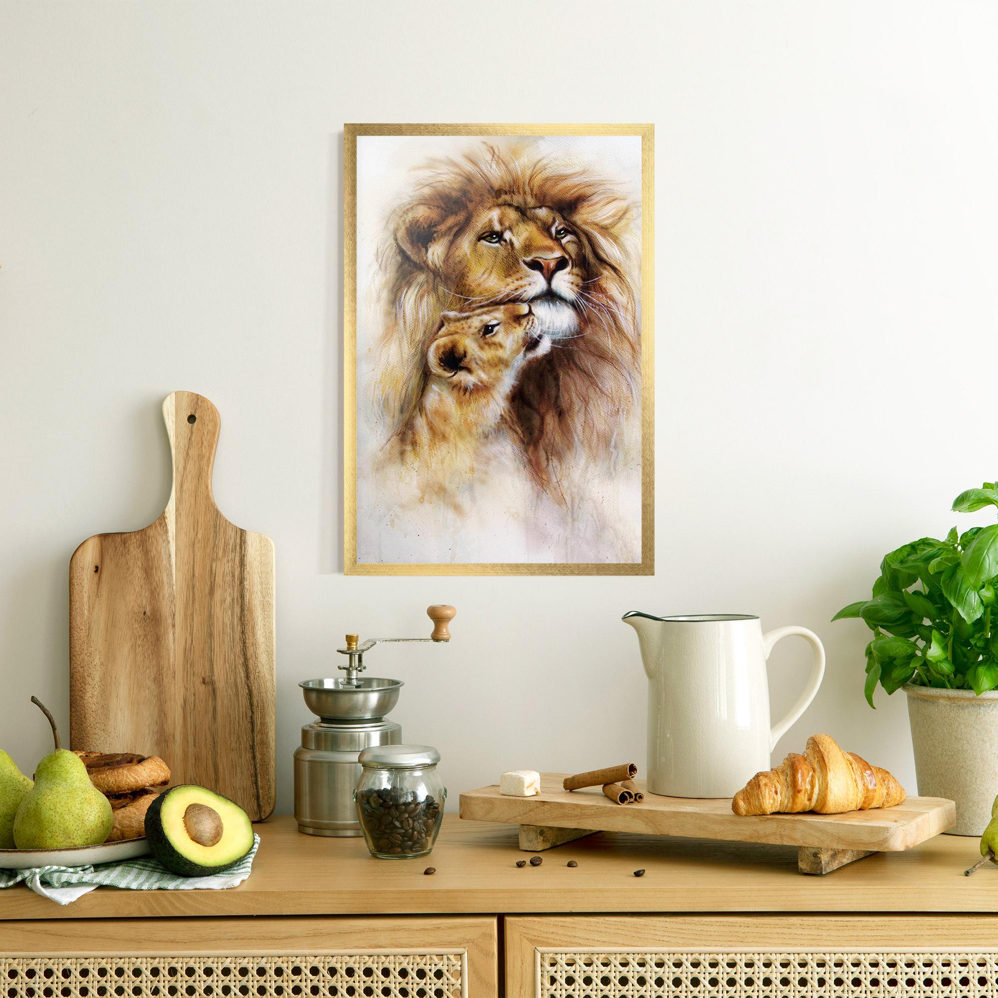 Рамкиран постер Lion Love mockup 8