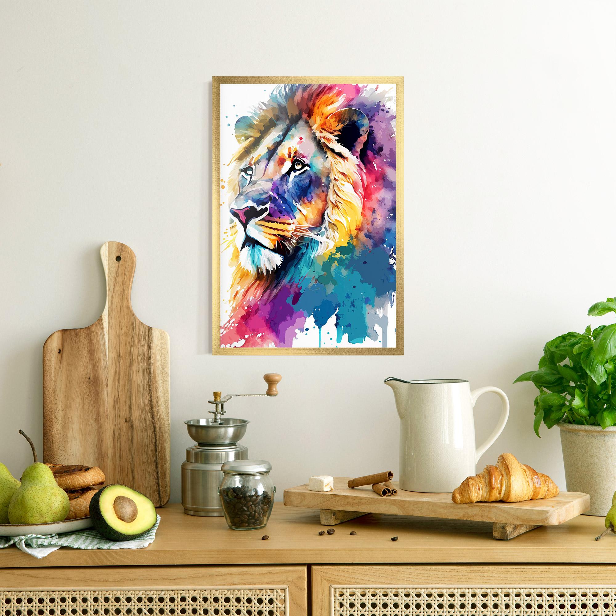 Рамкиран постер Vibrant Color Lion mockup 8