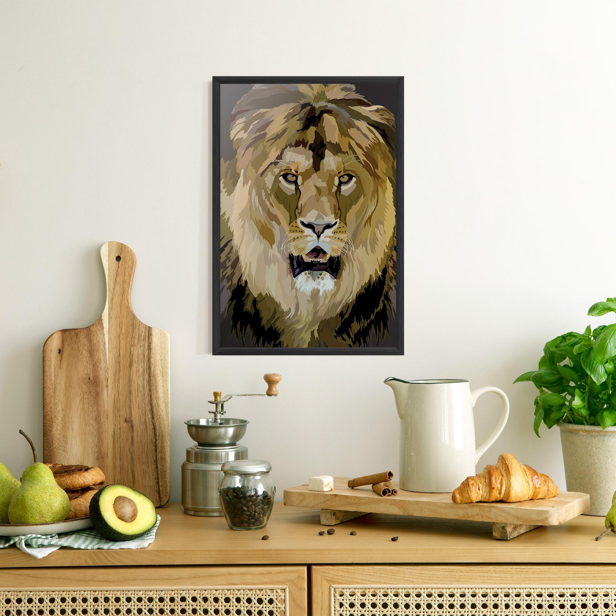 Рамкиран постер Beautiful Lion Art mockup 8