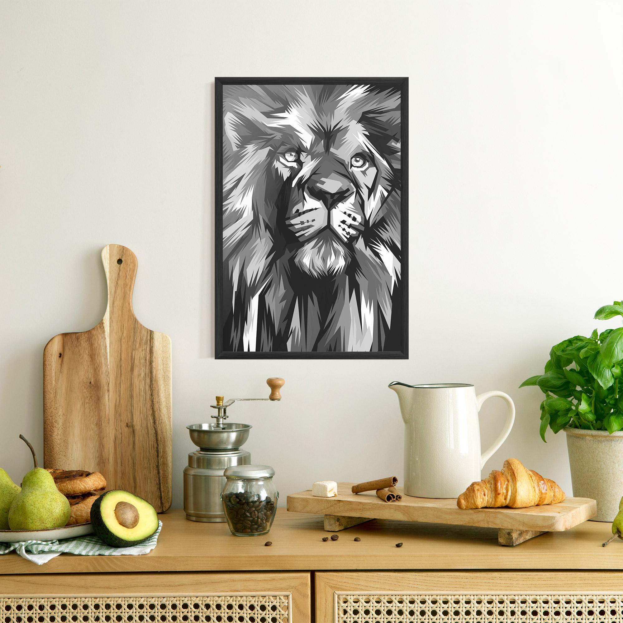 Рамкиран постер Grey Head Lion mockup 8