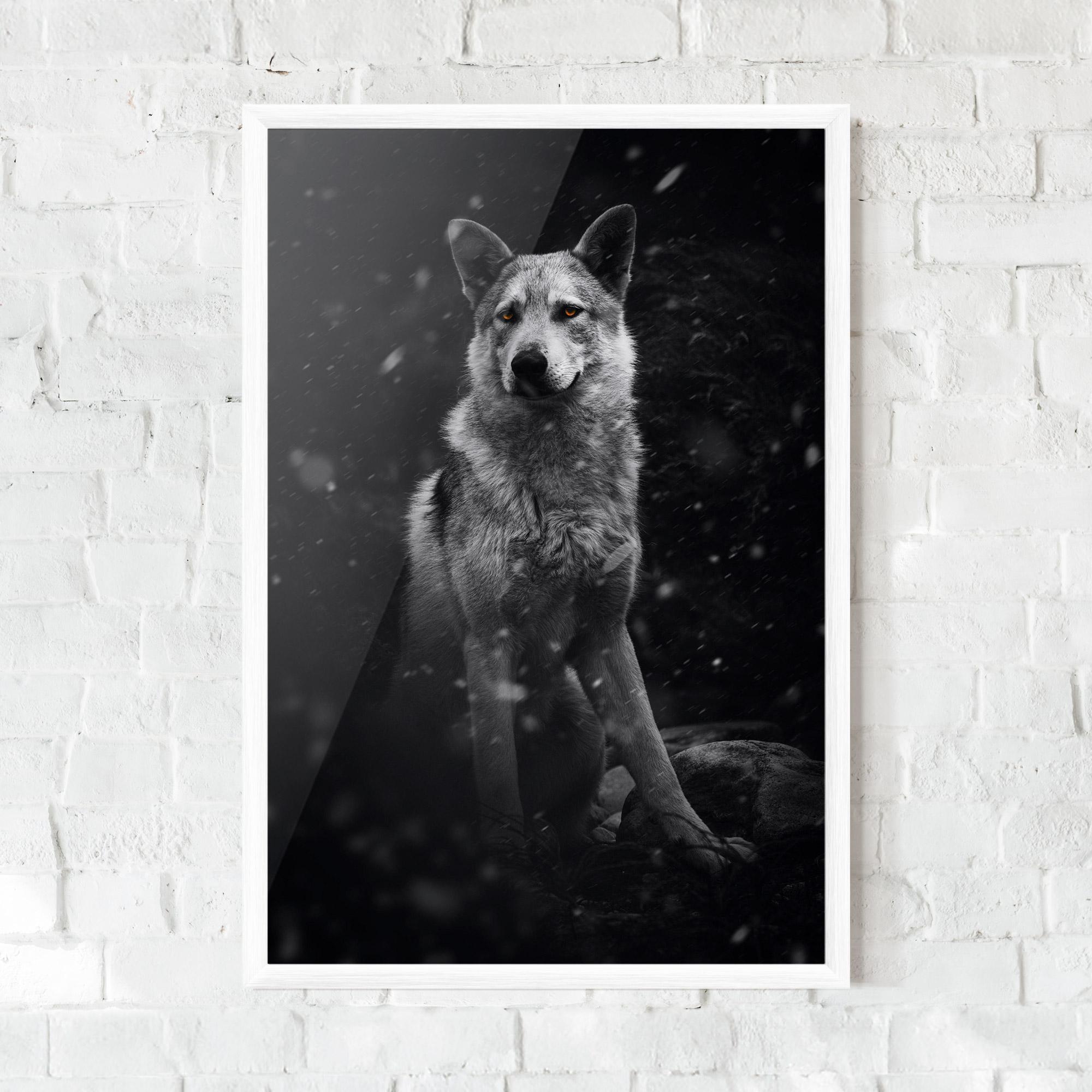 Рамкиран постер Sitting Wolf mockup 0