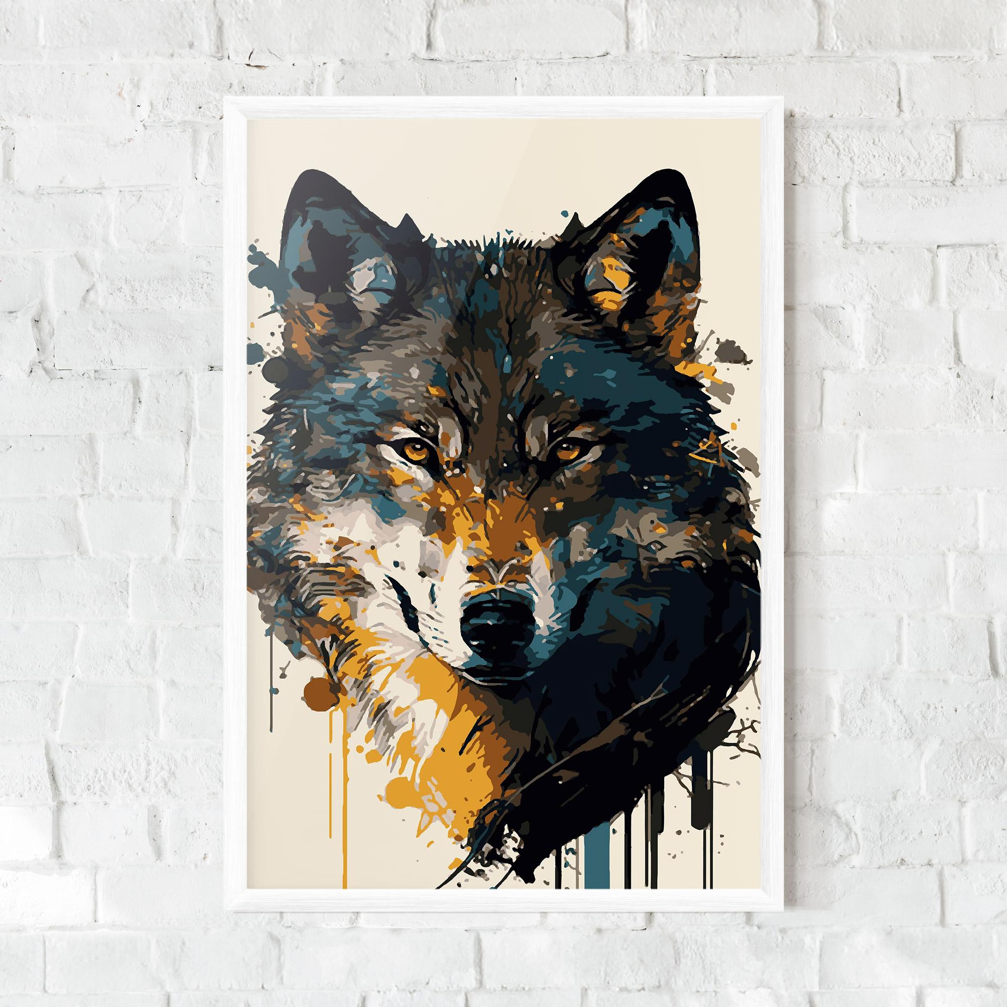 Рамкиран постер Wolf Head Art mockup 0