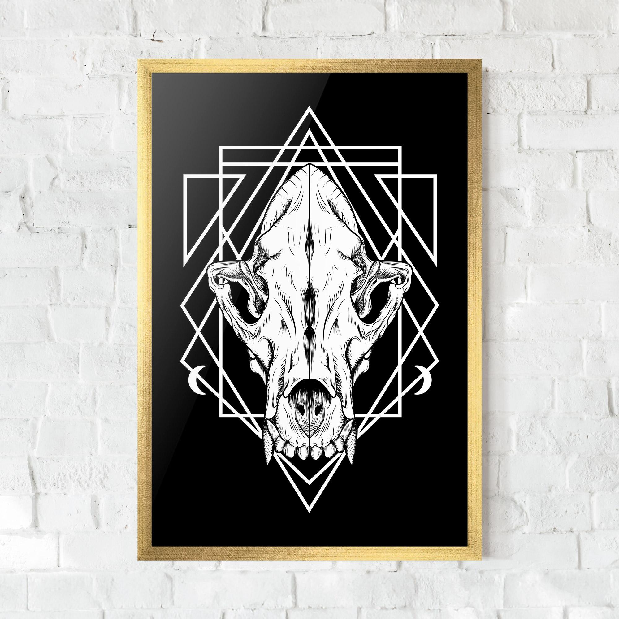 Рамкиран постер Dark Wolf Skull mockup 0