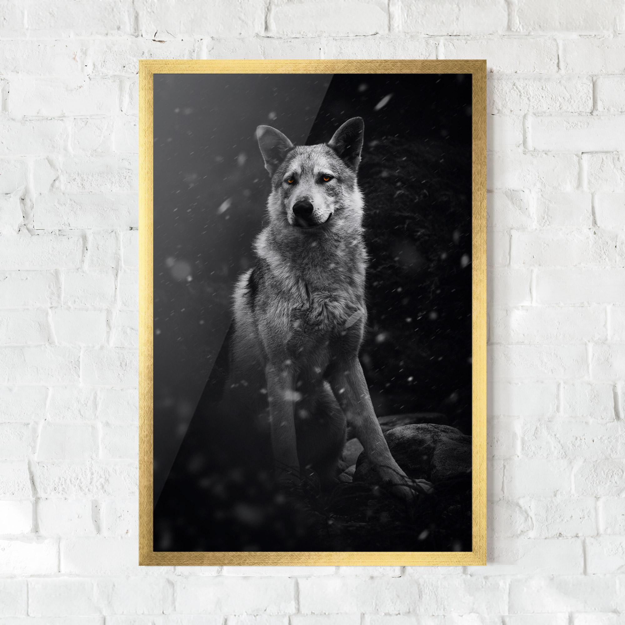 Рамкиран постер Sitting Wolf mockup 0