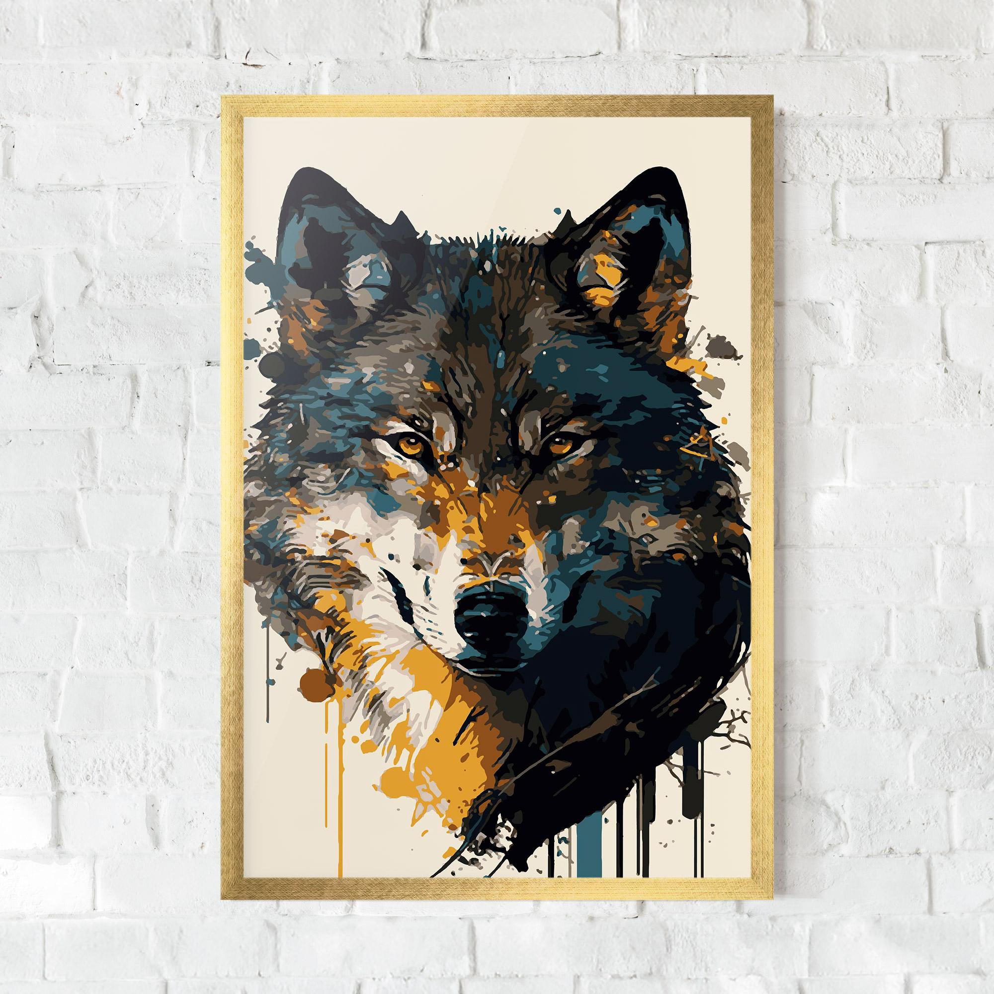 Рамкиран постер Wolf Head Art mockup 0