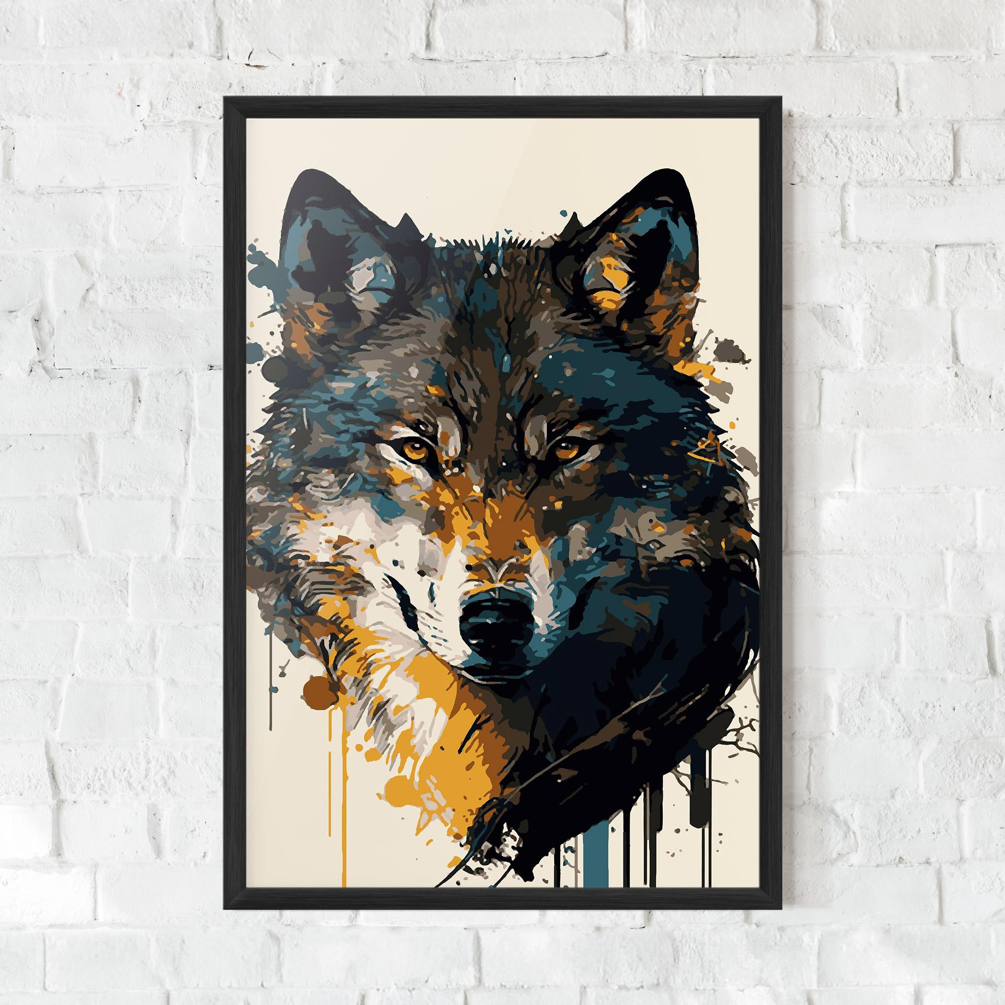 Рамкиран постер Wolf Head Art mockup 0