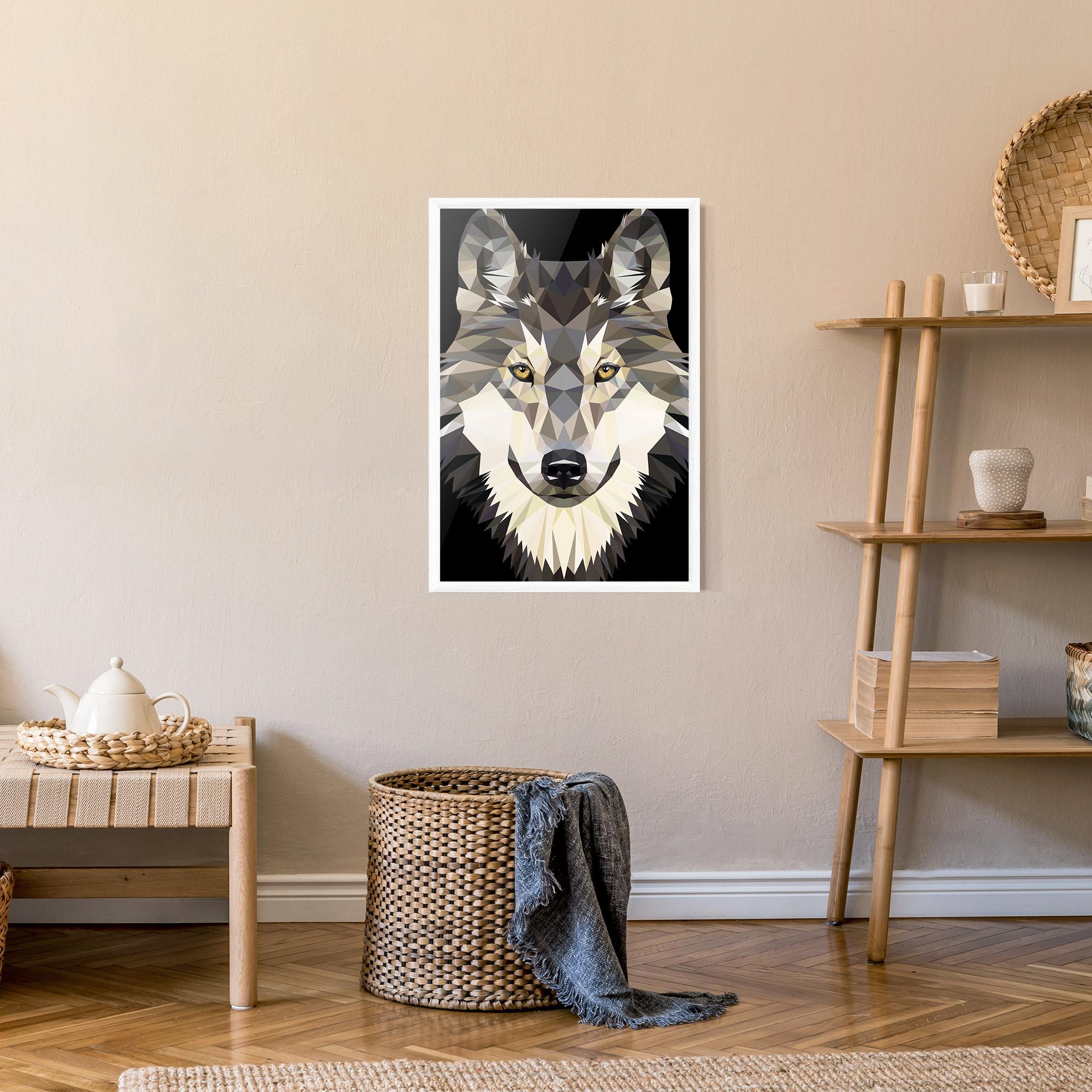 Рамкиран постер Pretty Wolf Head mockup 9