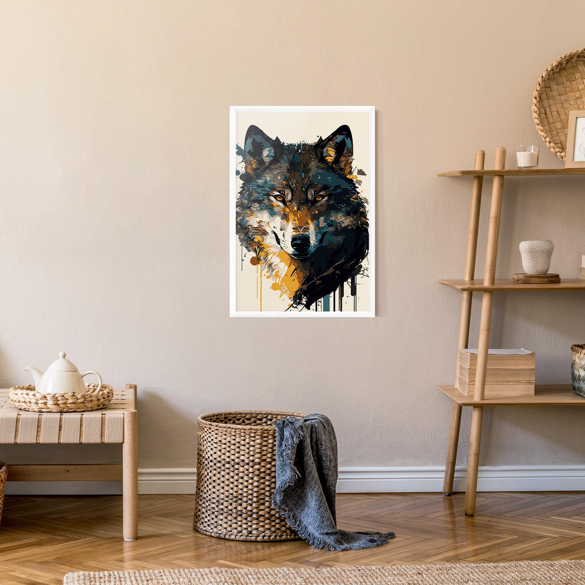 Рамкиран постер Wolf Head Art mockup 9