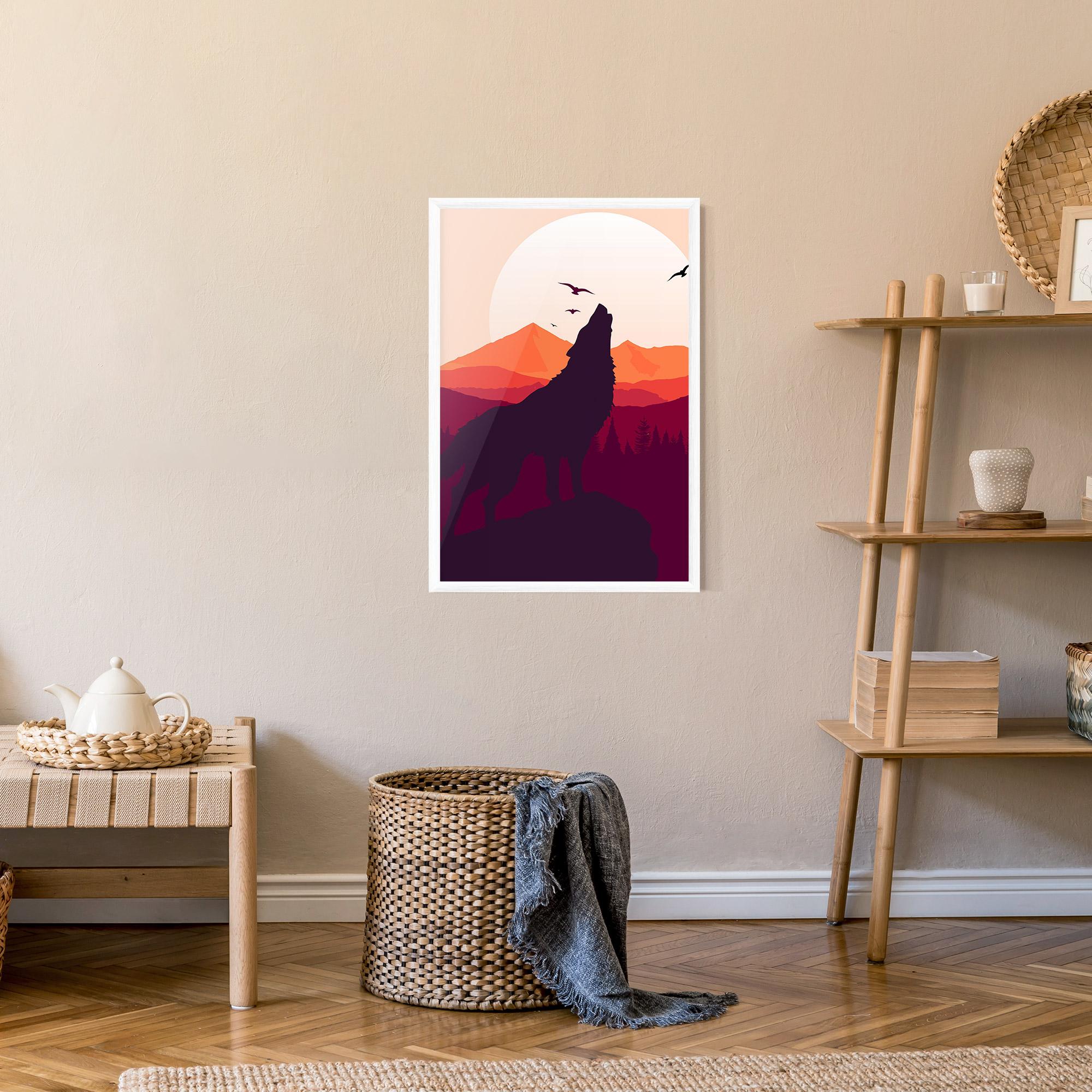 Рамкиран постер Wolf Pink Moon mockup 9