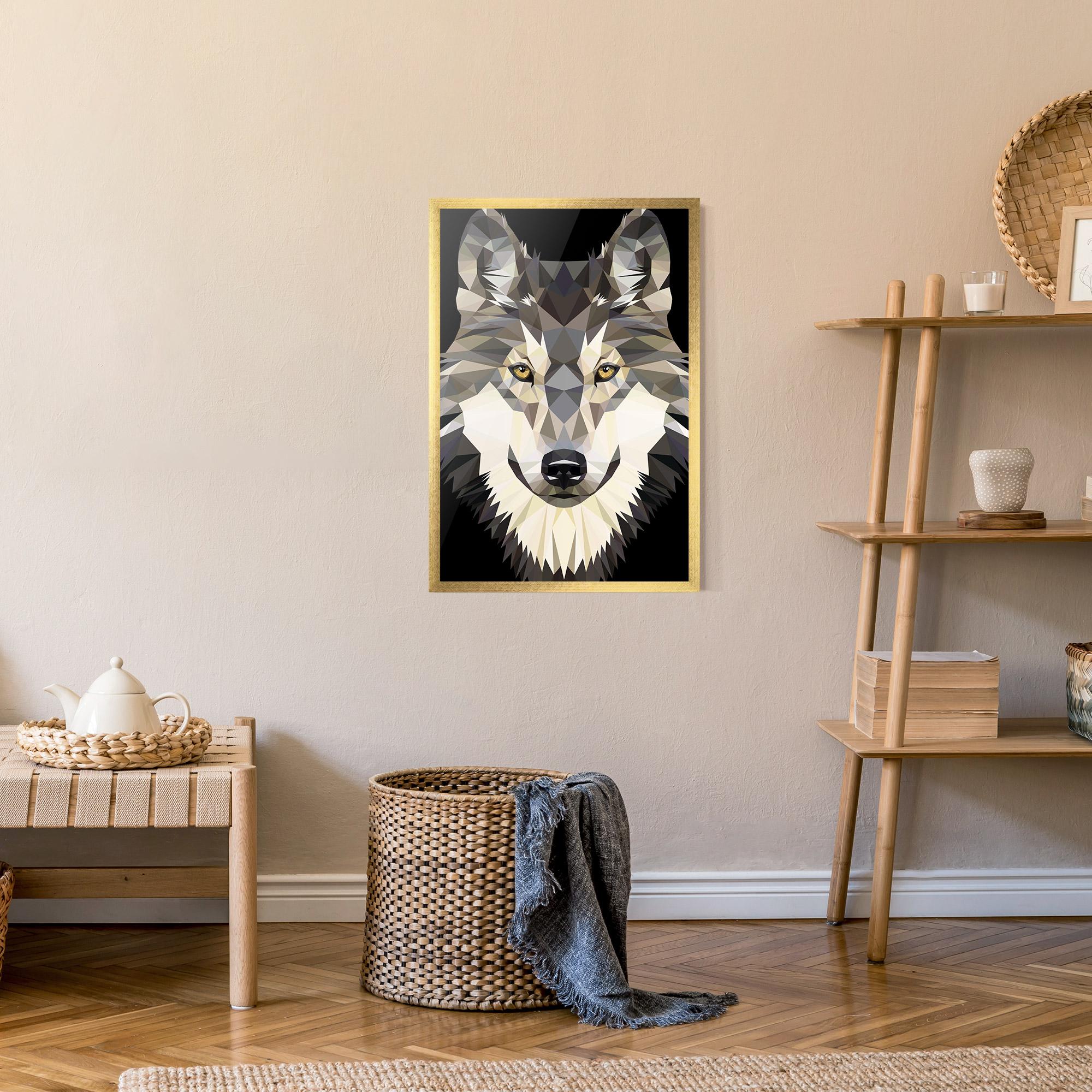 Рамкиран постер Pretty Wolf Head mockup 9