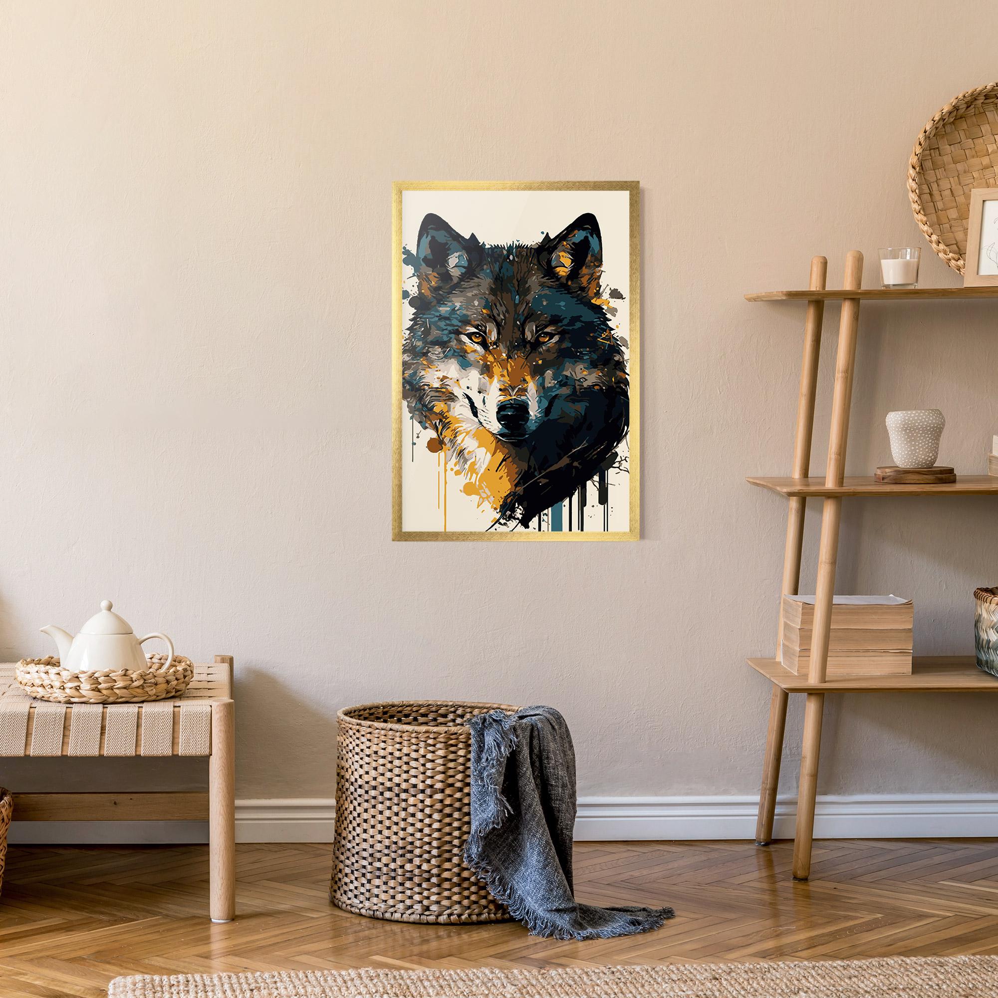 Рамкиран постер Wolf Head Art mockup 9