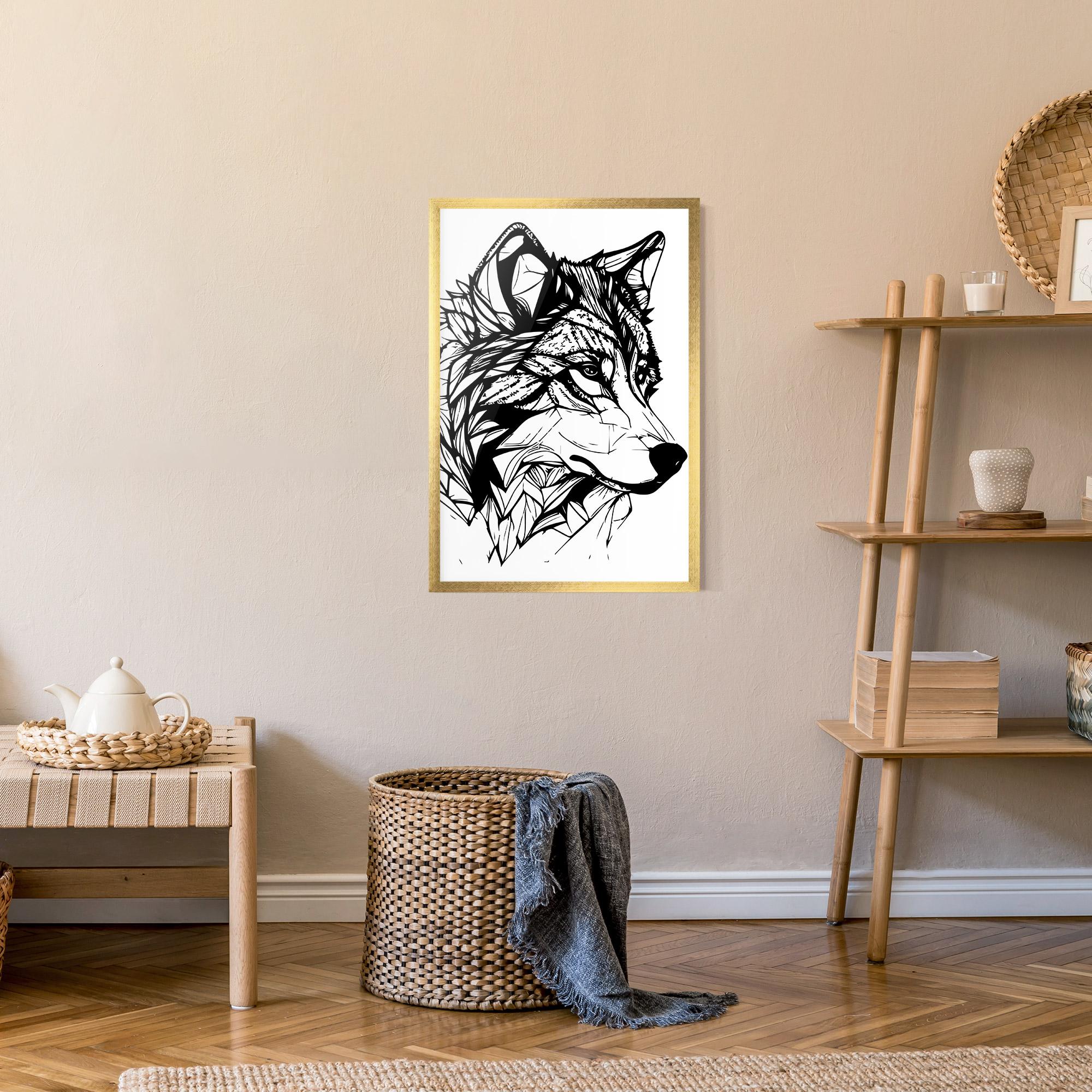 Рамкиран постер Wolf Head Line mockup 9