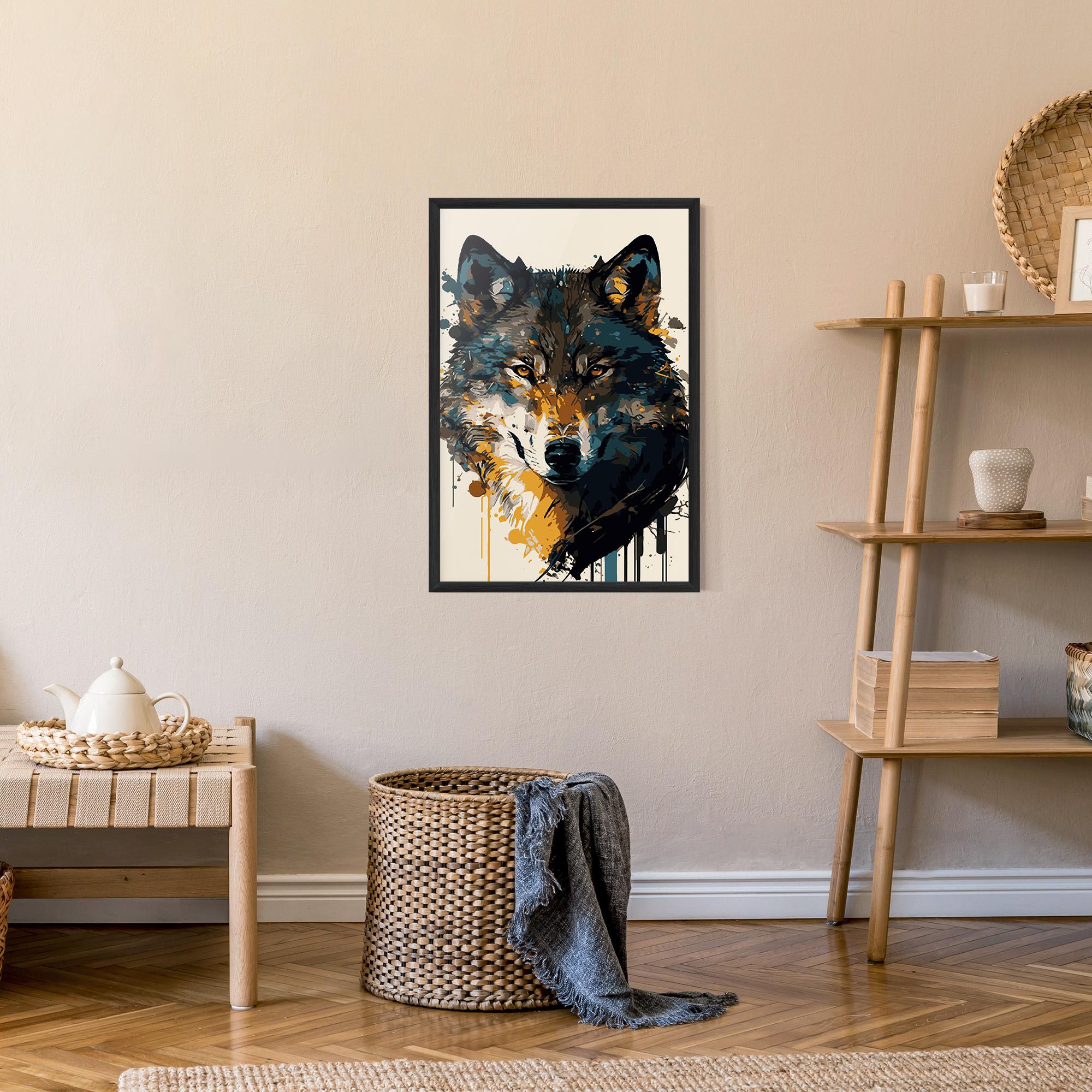 Рамкиран постер Wolf Head Art mockup 9