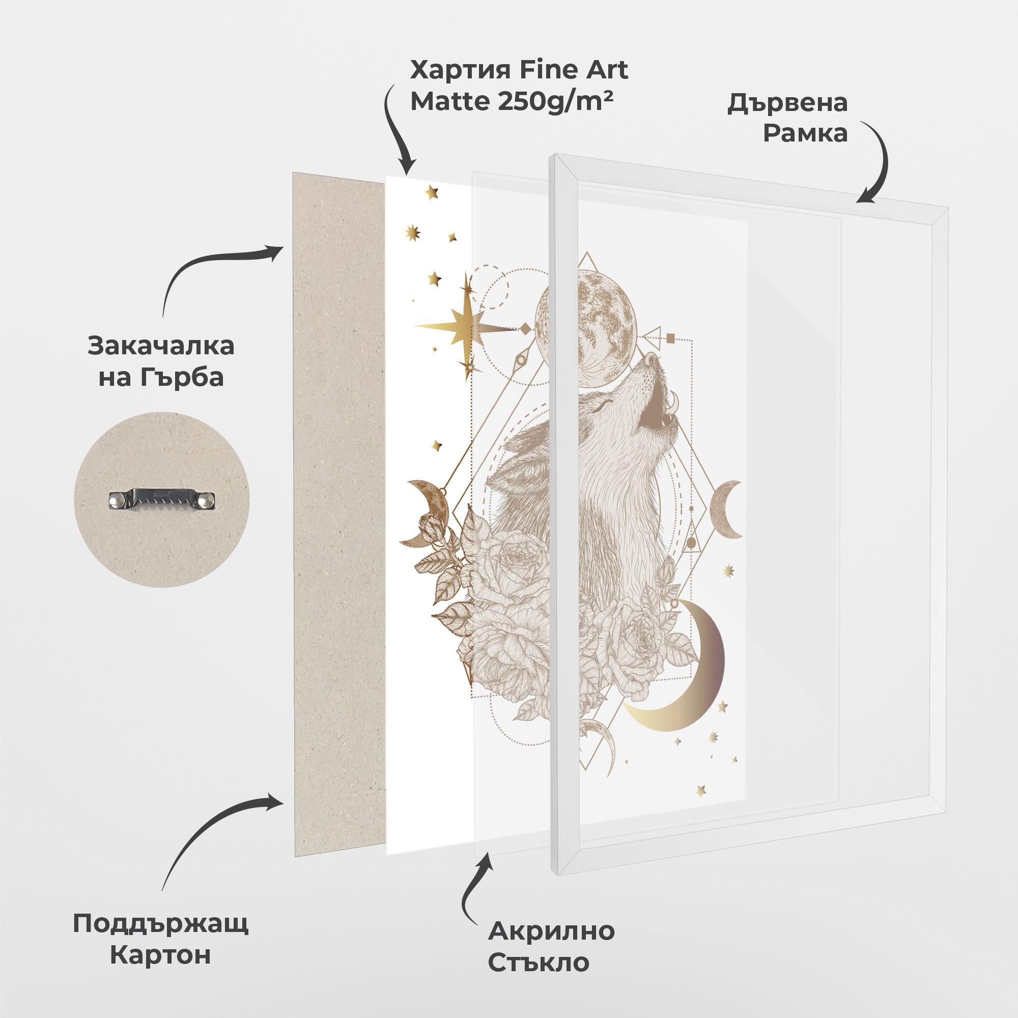 Рамкиран постер Magical Wolf mockup 1