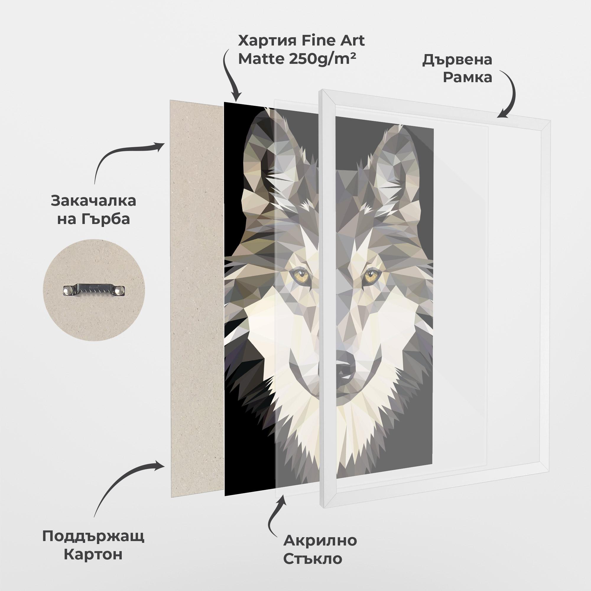 Рамкиран постер Pretty Wolf Head mockup 1