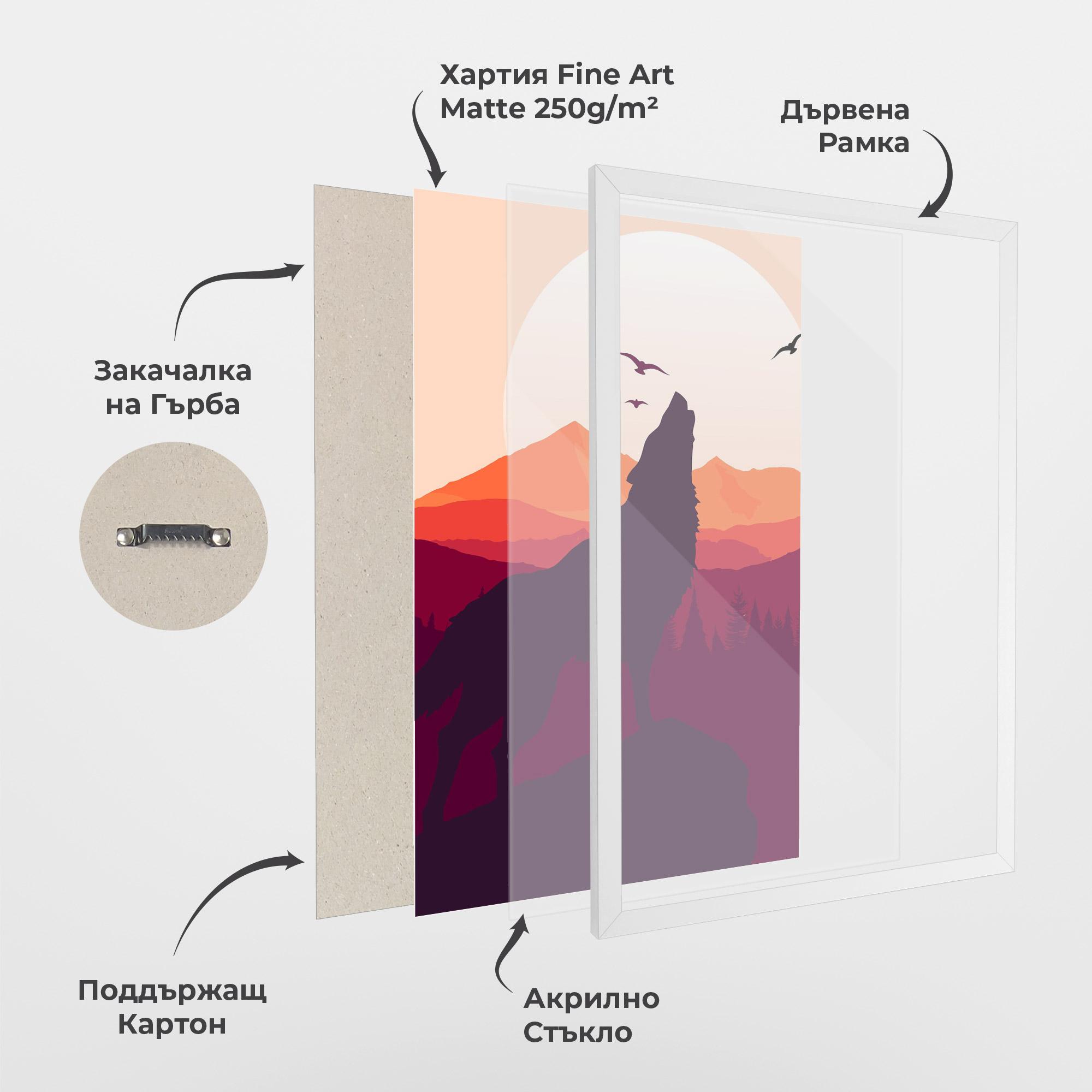 Рамкиран постер Wolf Pink Moon mockup 1