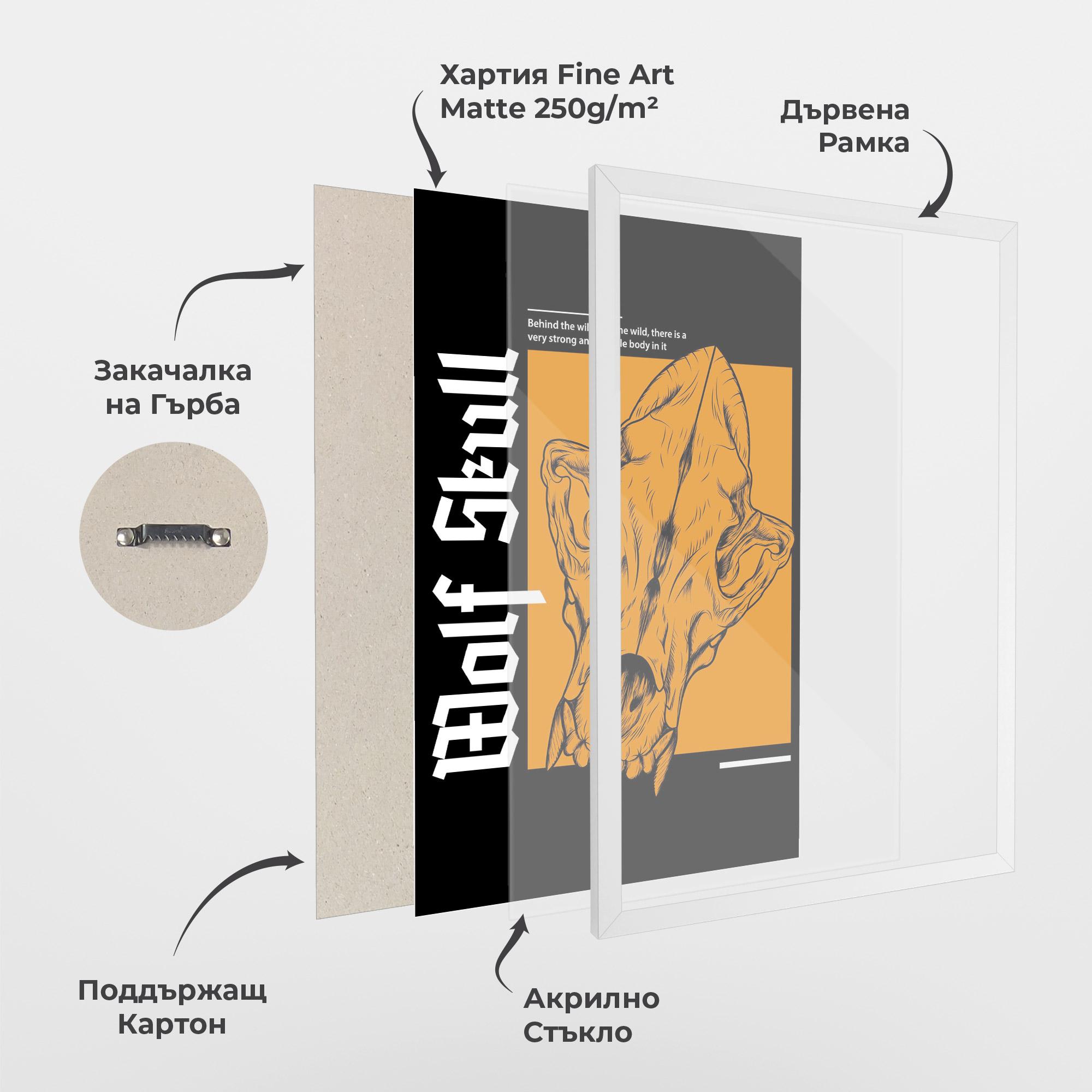 Рамкиран постер Wolf Skull mockup 1