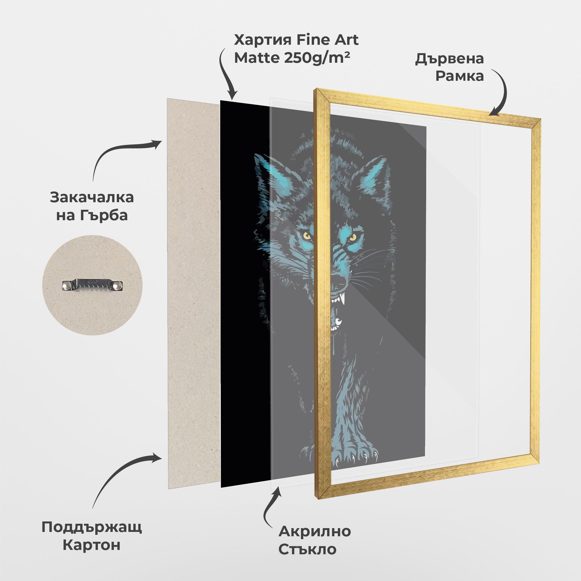 Рамкиран постер Blue Wolf mockup 1