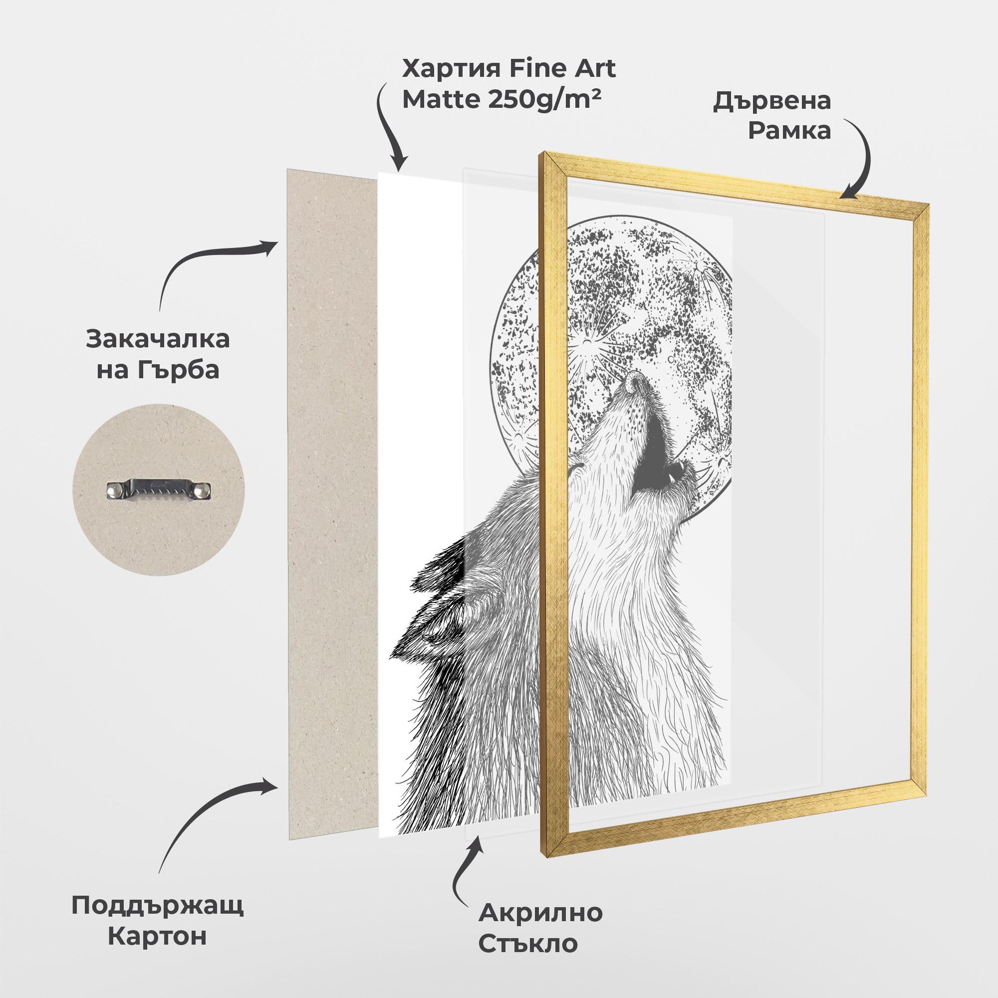 Рамкиран постер Pretty Moon Wolf mockup 1