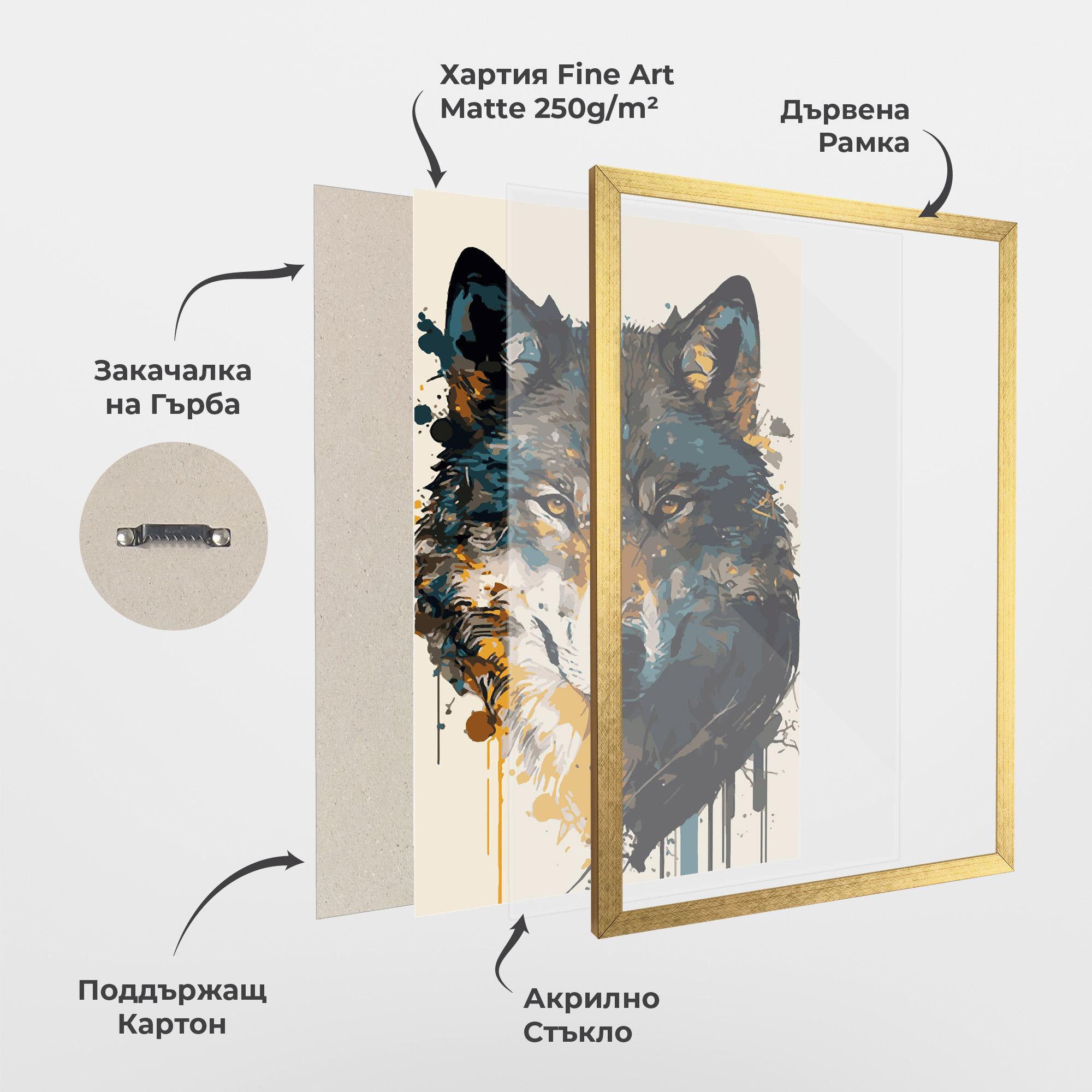 Рамкиран постер Wolf Head Art mockup 1