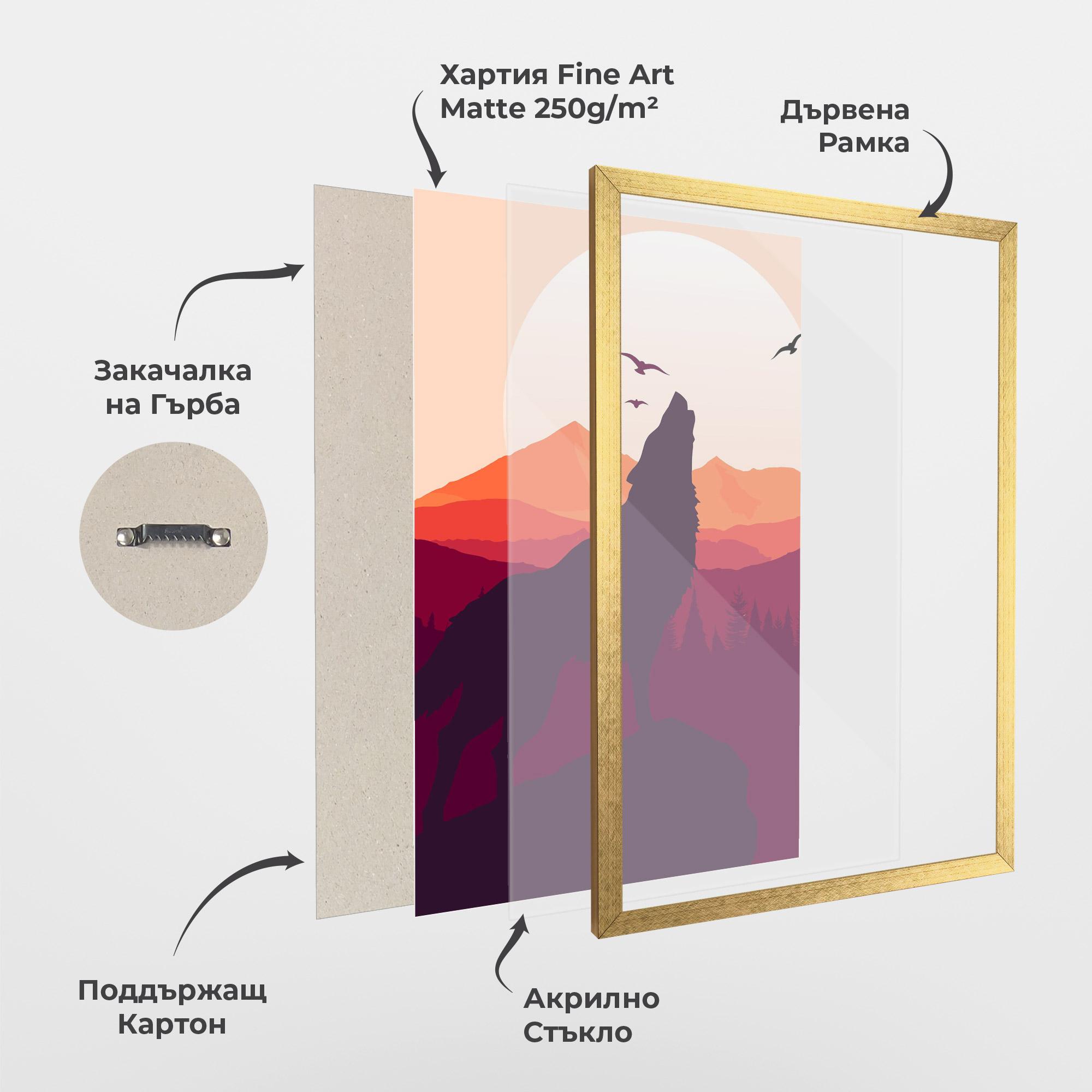 Рамкиран постер Wolf Pink Moon mockup 1