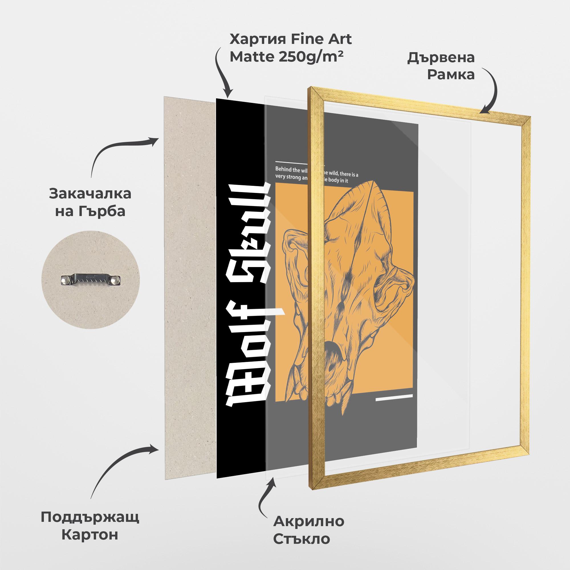 Рамкиран постер Wolf Skull mockup 1