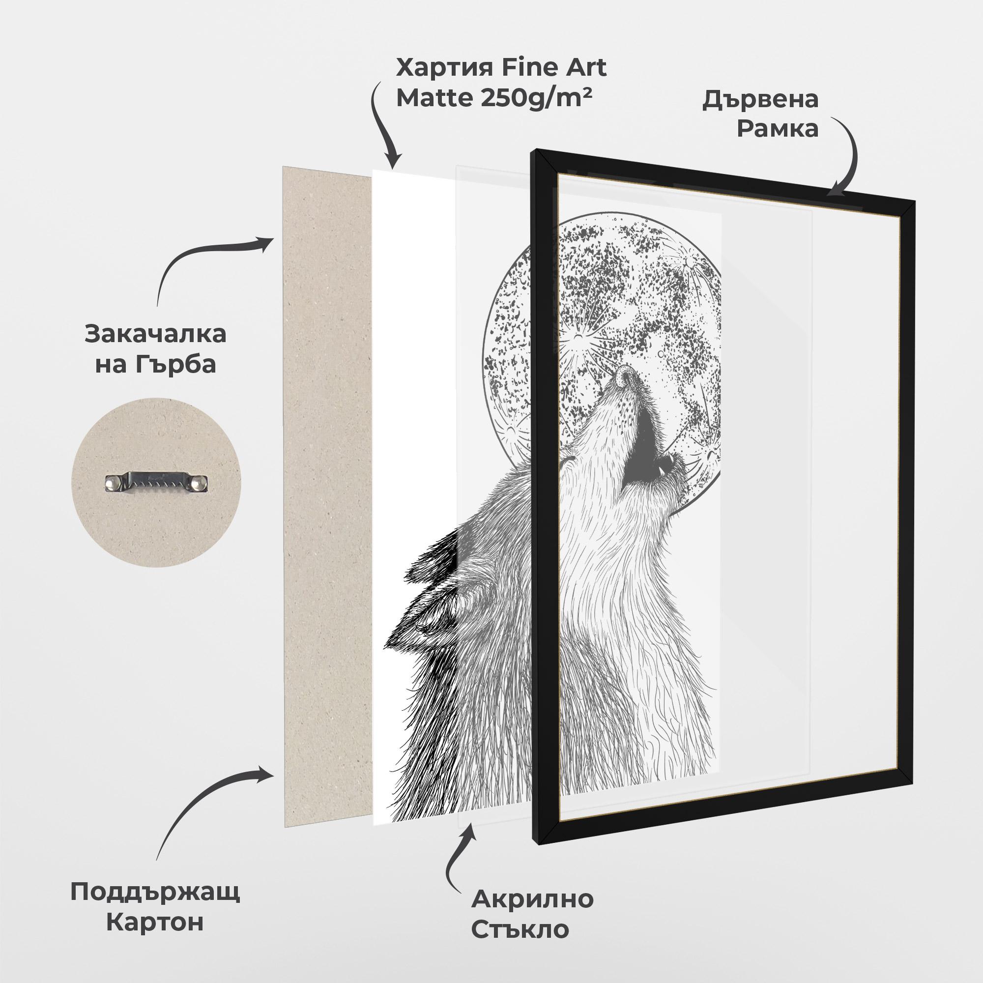 Рамкиран постер Pretty Moon Wolf mockup 1