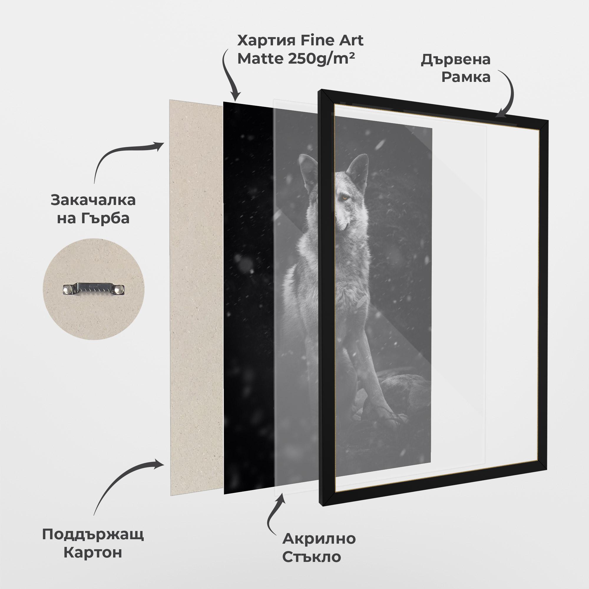 Рамкиран постер Sitting Wolf mockup 1