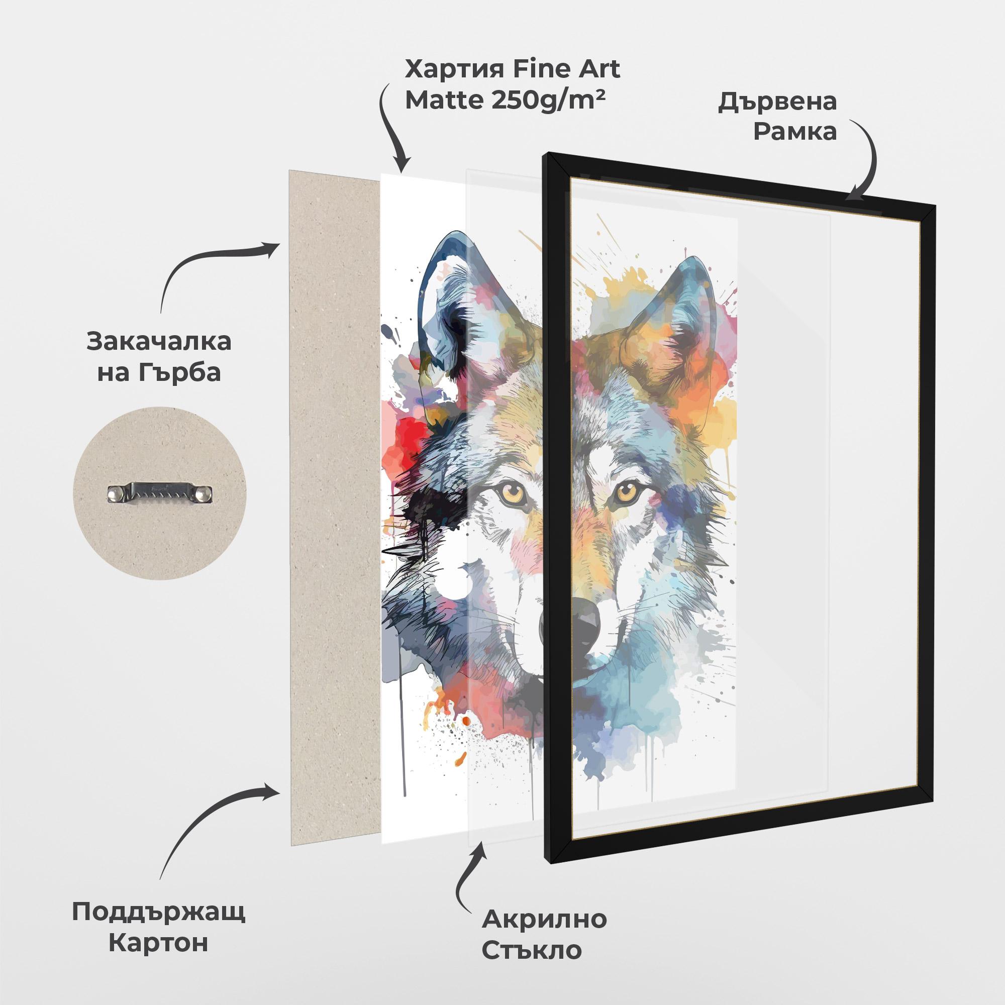 Рамкиран постер Wolf Art mockup 1